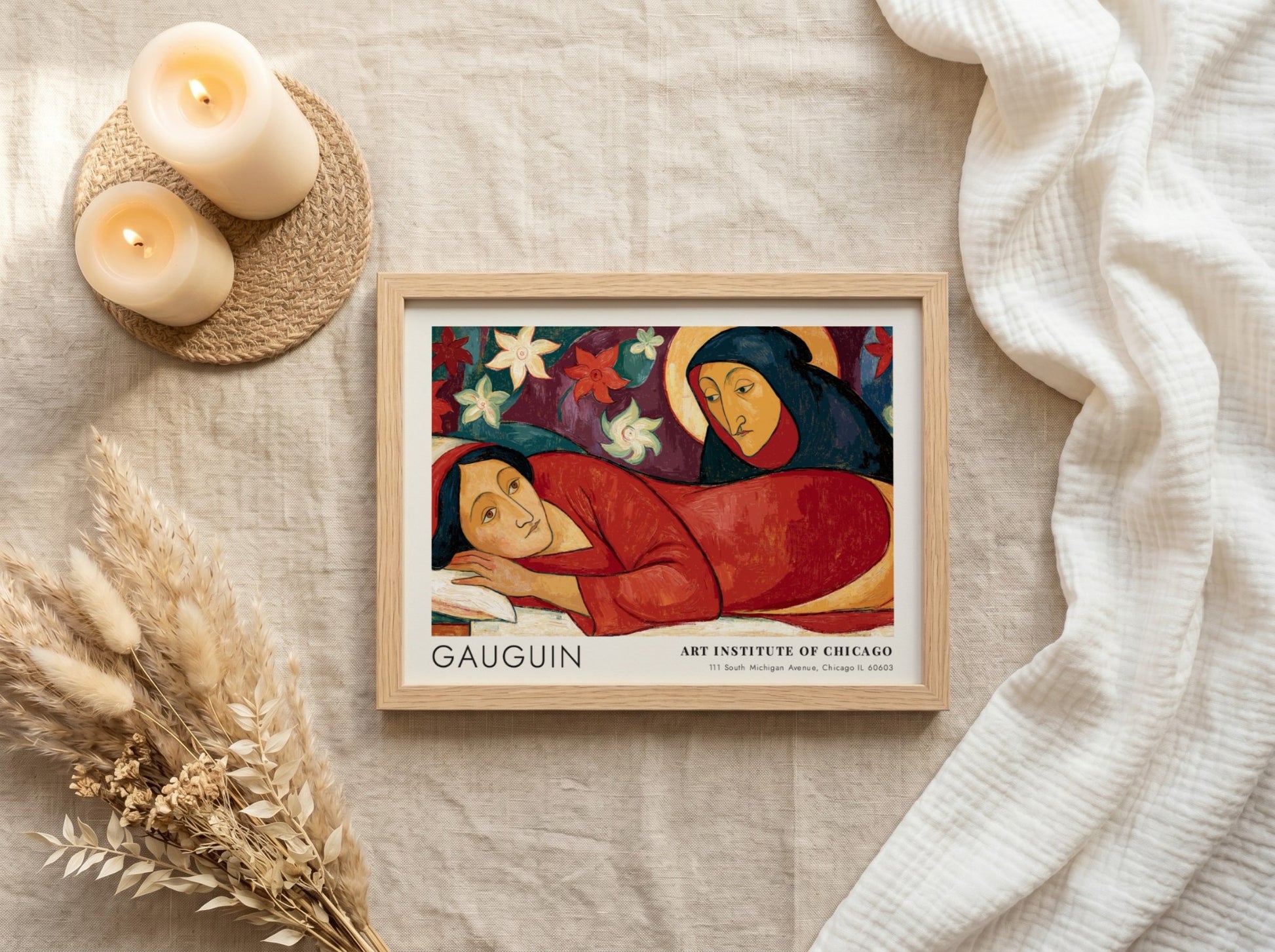 Wall art poster of Gauguin Manao Tupapau featuring a reclining figure and spirit