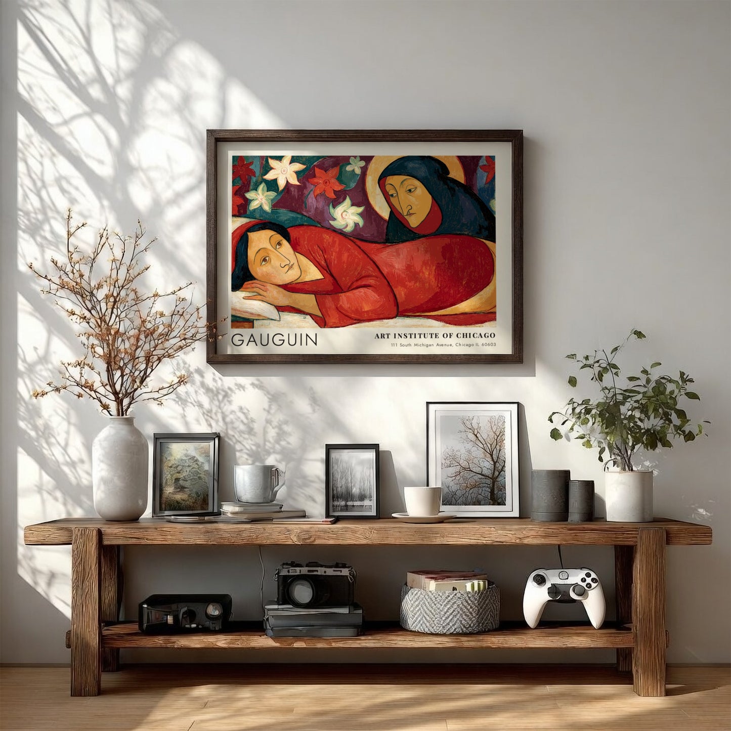 Wall art poster of Gauguin Manao Tupapau featuring a reclining figure and spirit