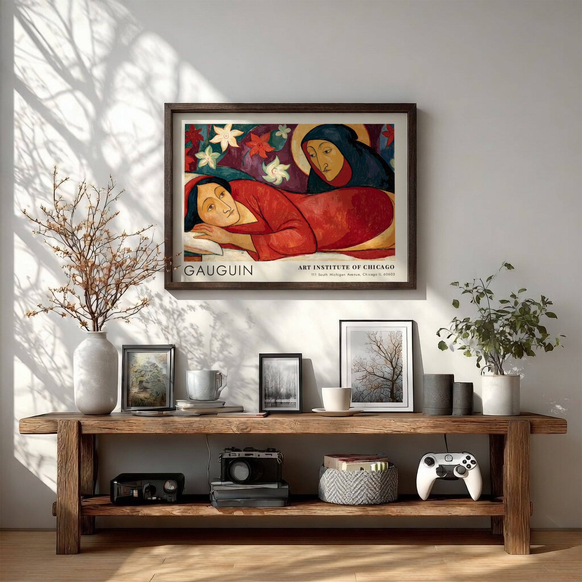 Wall art poster of Gauguin Manao Tupapau featuring a reclining figure and spirit