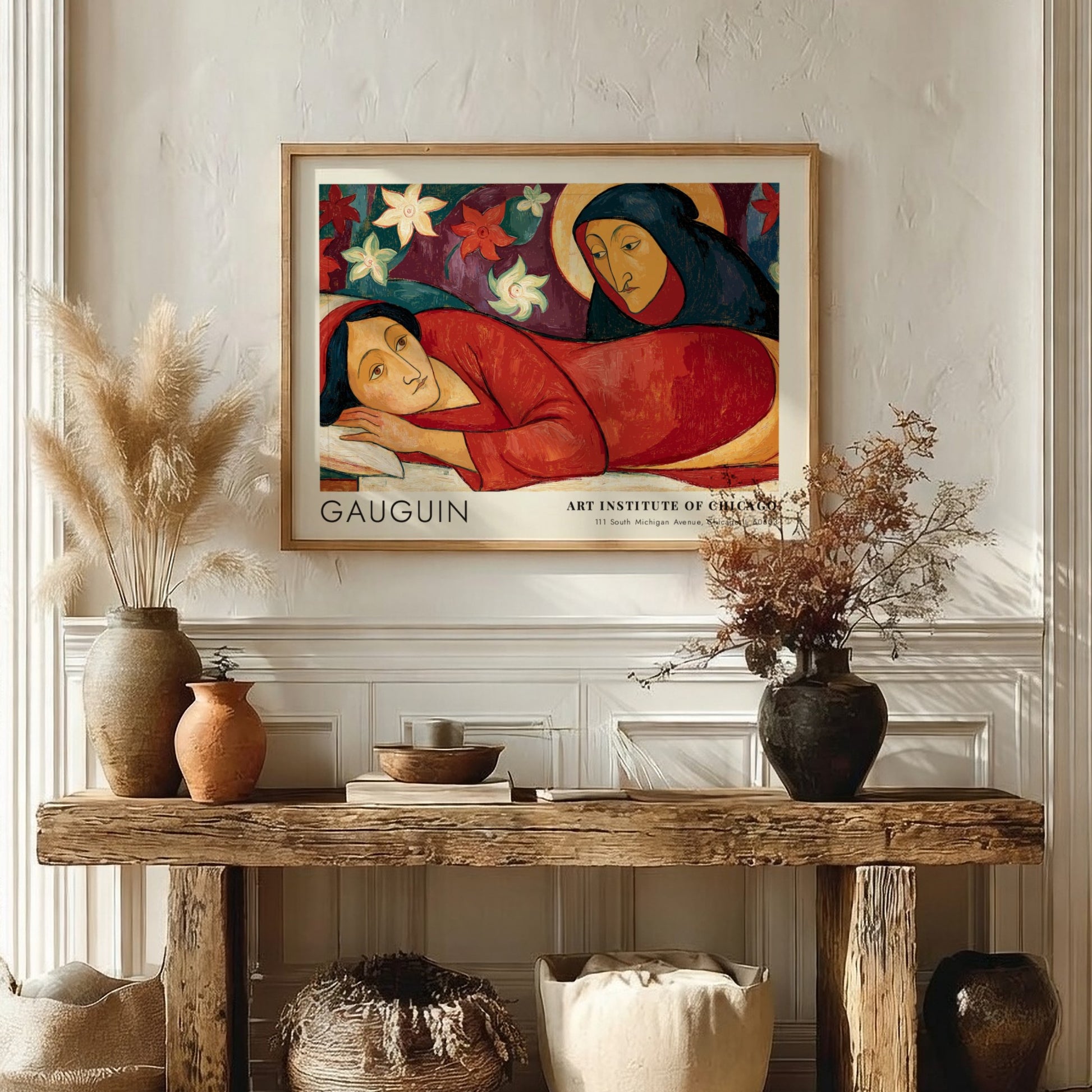 Wall art poster of Gauguin Manao Tupapau featuring a reclining figure and spirit