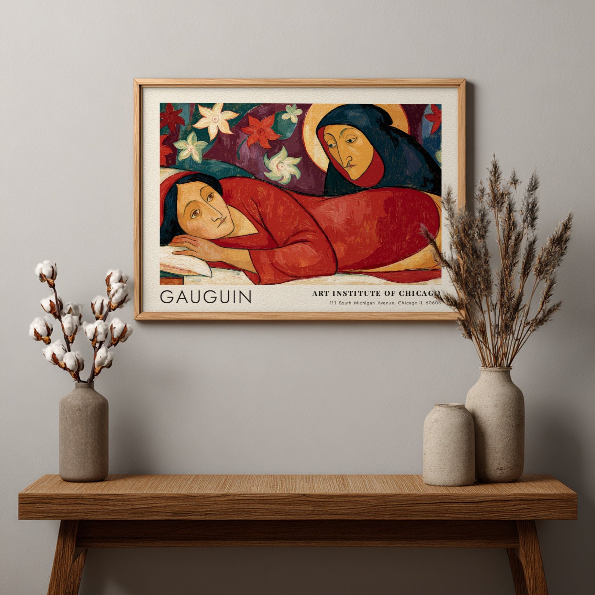Wall art poster of Gauguin Manao Tupapau featuring a reclining figure and spirit