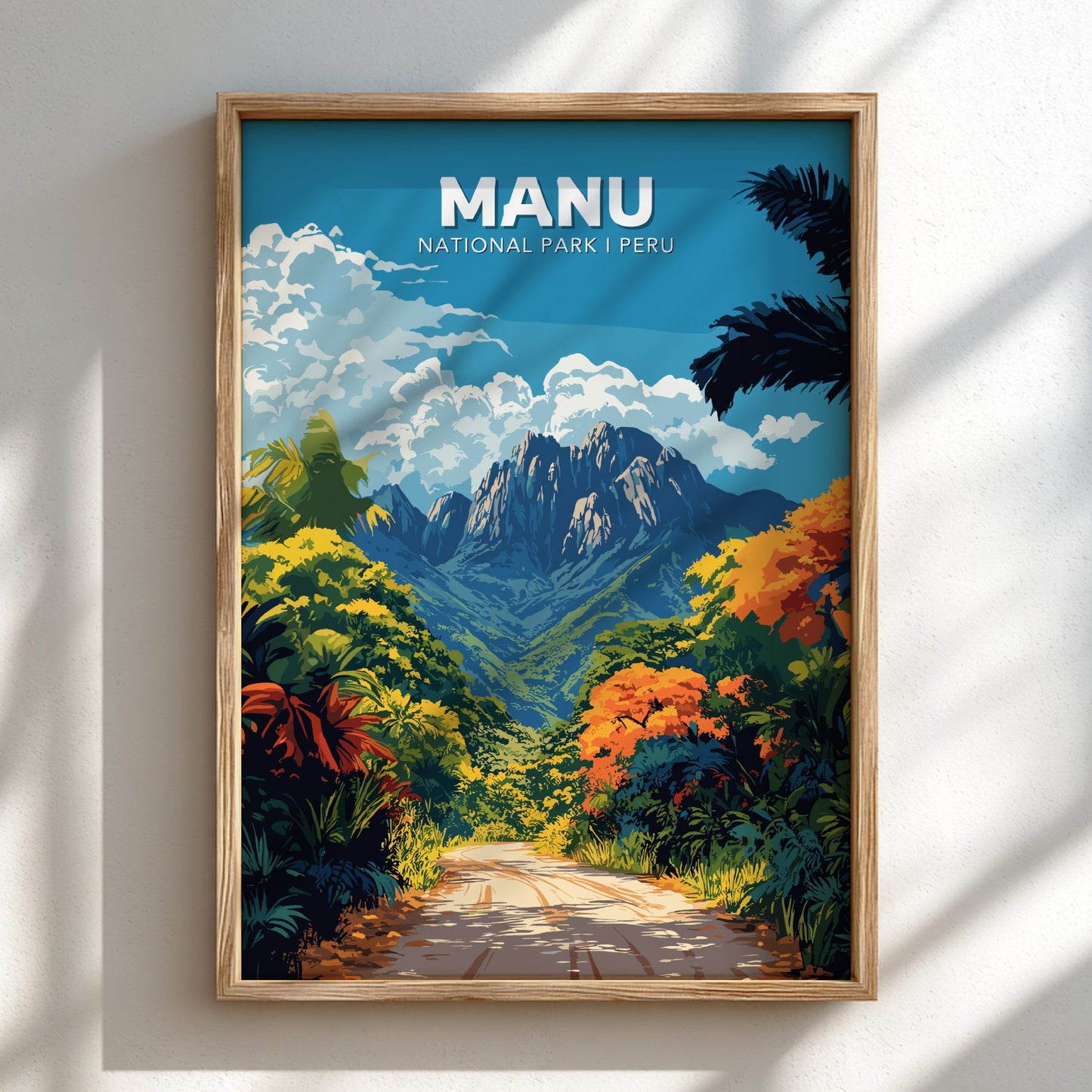 Manu Travel Poster Wooden frame