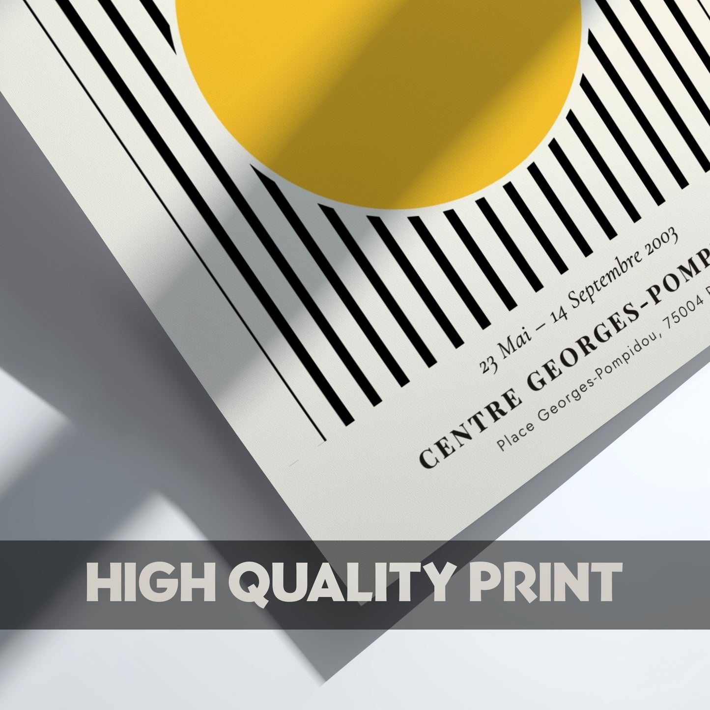 Bauhaus poster featuring Marcel Breuer's design with yellow circle and black stripes