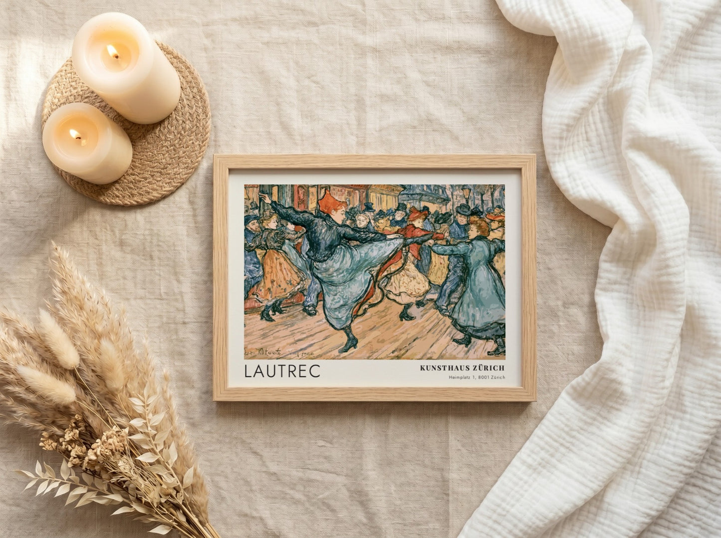 Wall art poster featuring Toulouse-Lautrec's Boléro dance scene in warm earthy tones and sketches.
