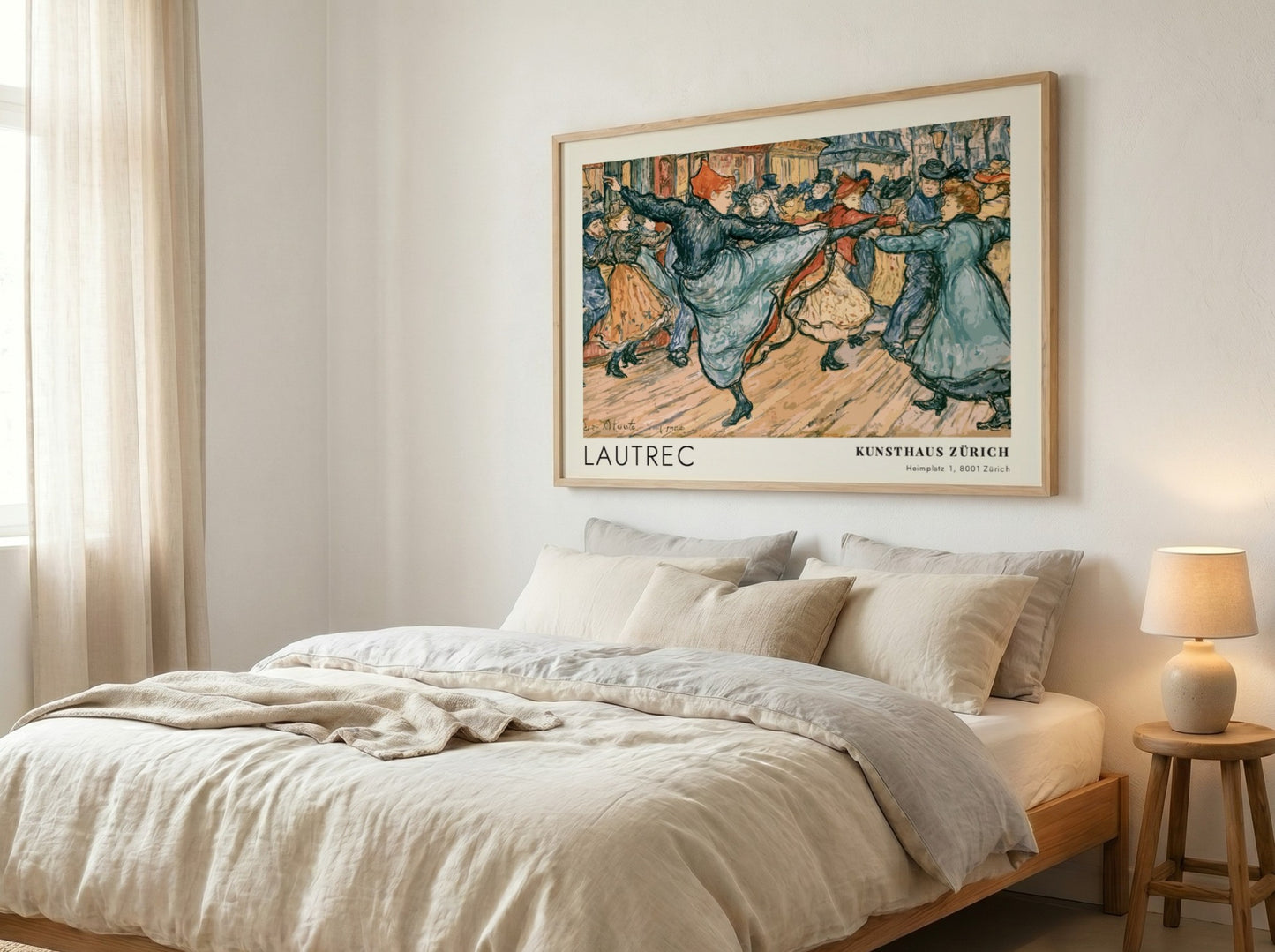 Wall art poster featuring Toulouse-Lautrec's Boléro dance scene in warm earthy tones and sketches.