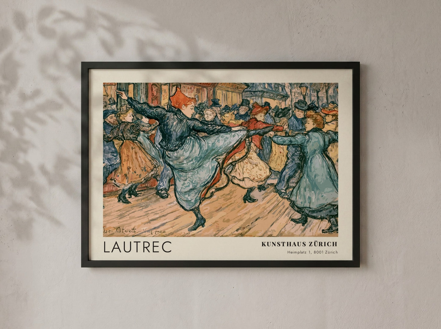 Wall art poster featuring Toulouse-Lautrec's Boléro dance scene in warm earthy tones and sketches.