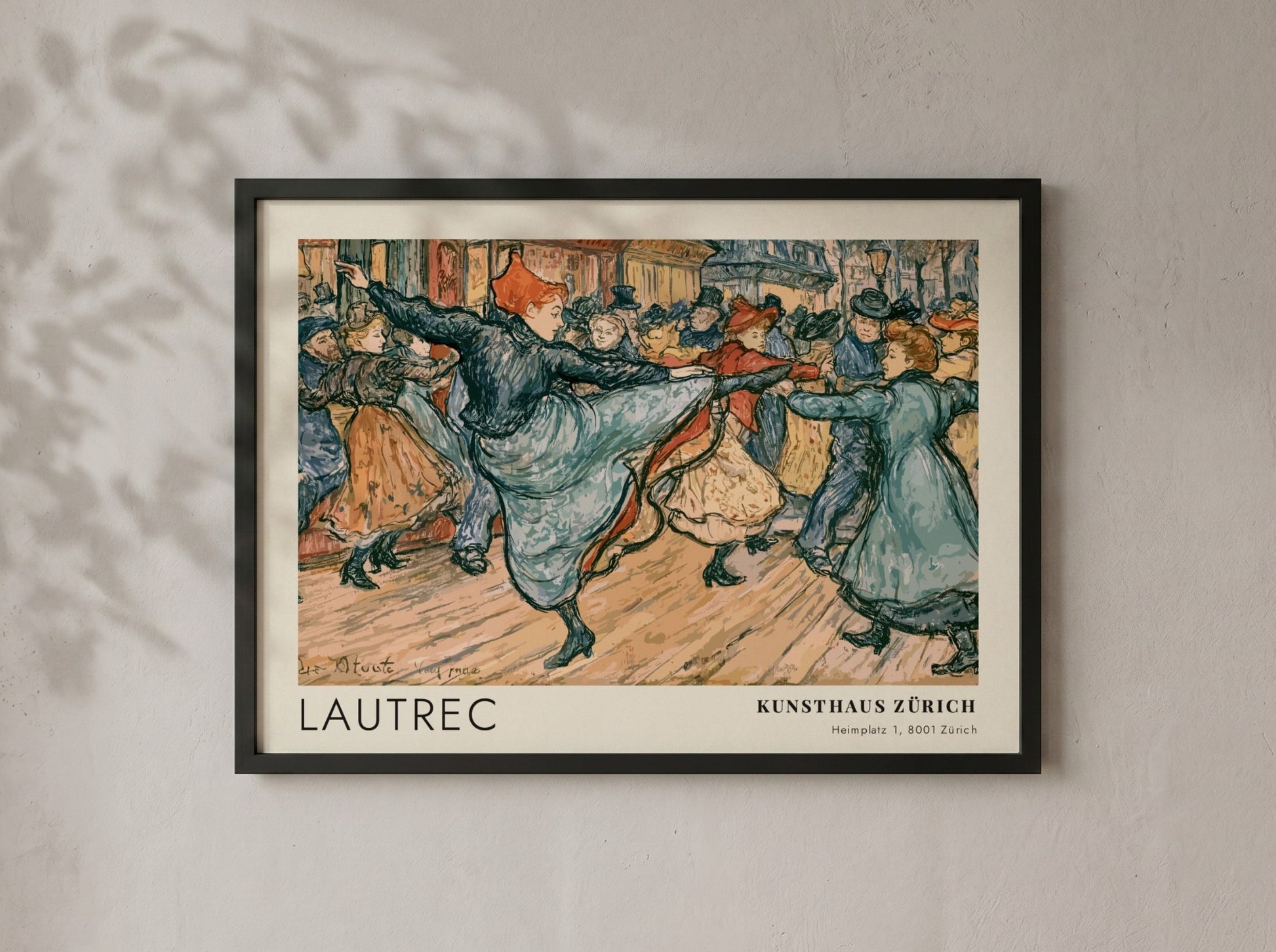 Wall art poster featuring Toulouse-Lautrec's Boléro dance scene in warm earthy tones and sketches.