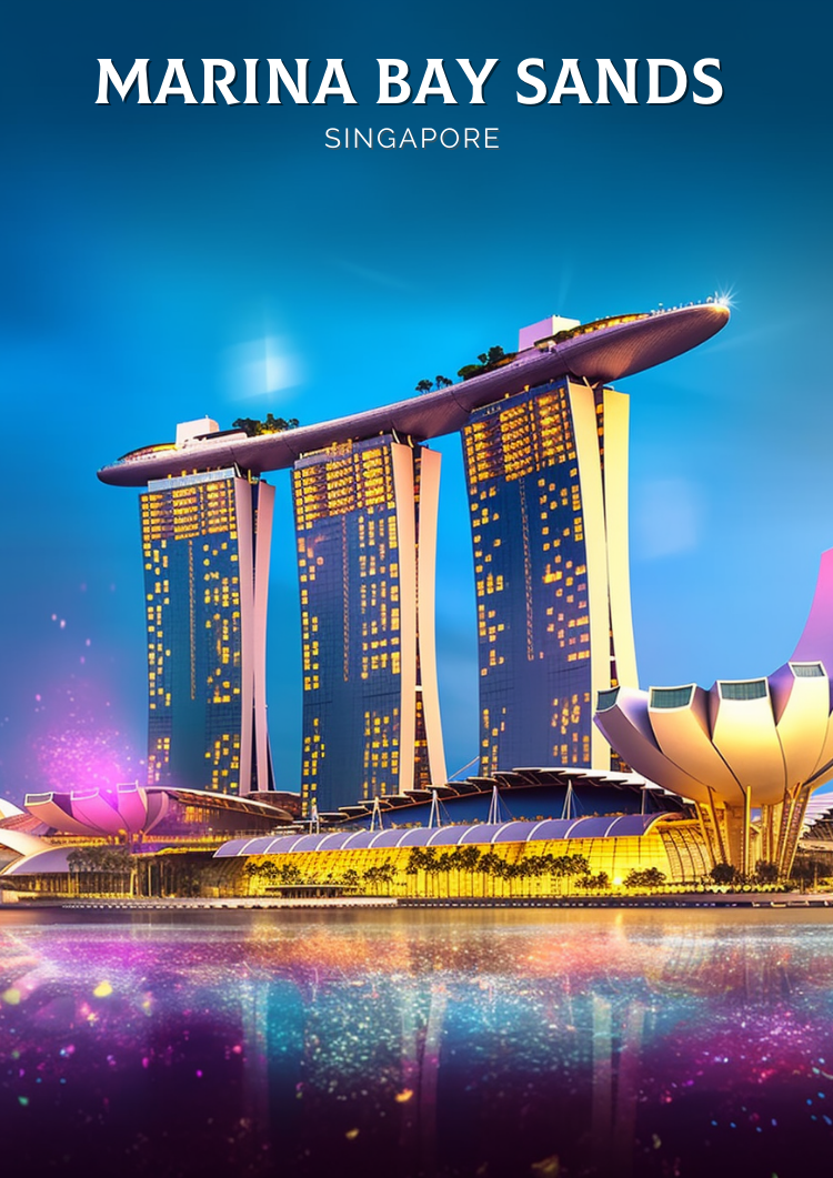 Asian MARINA BAY SANDS PRINT - RETRO ARTWORK