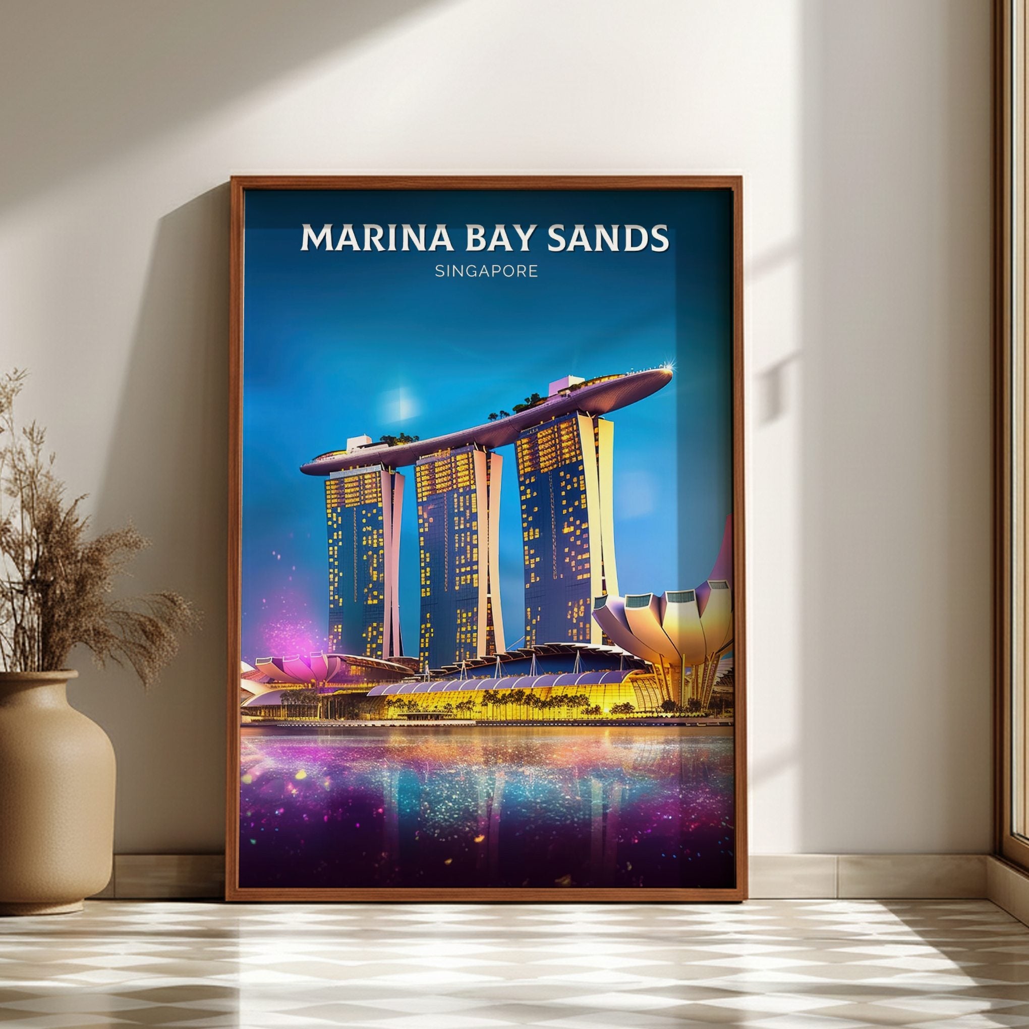 Asian MARINA BAY SANDS PRINT - RETRO ARTWORK