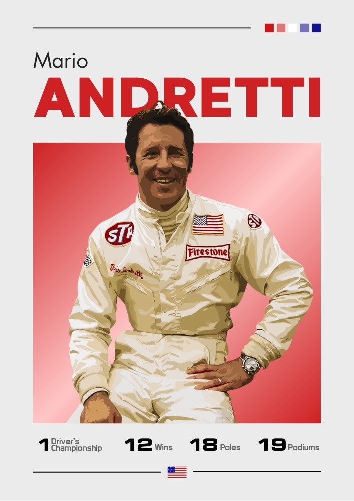 Mario Andretti Poster, F1 Print