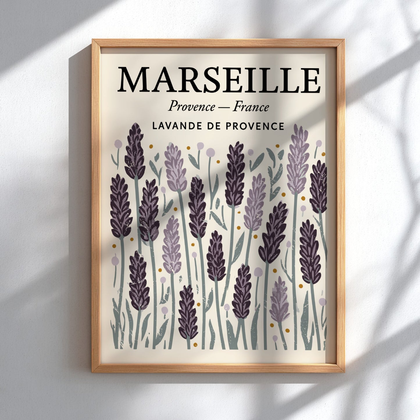 Lavender kitchen poster featuring purple flowers and green foliage, perfect for kitchen decor.