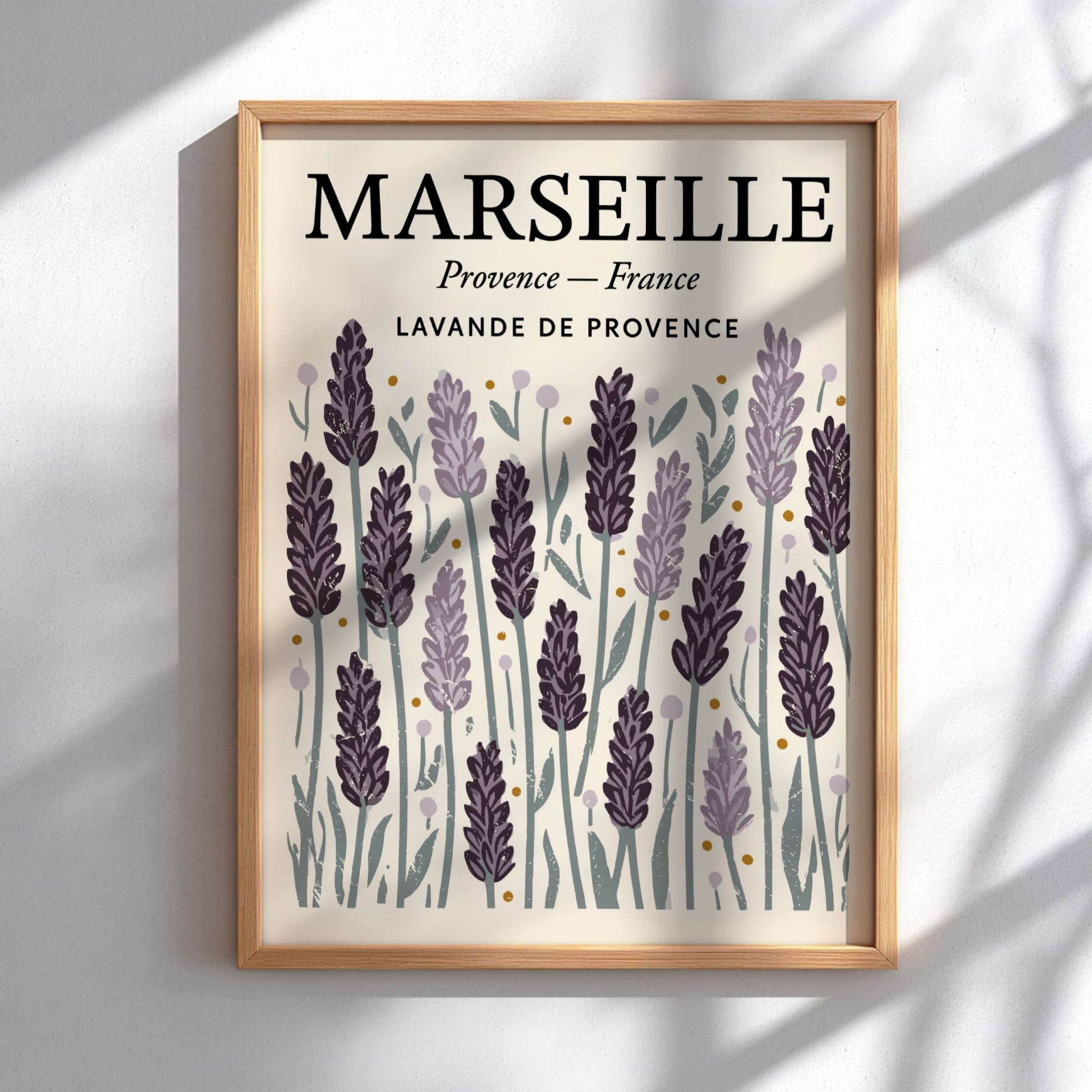 Lavender kitchen poster featuring purple flowers and green foliage, perfect for kitchen decor.