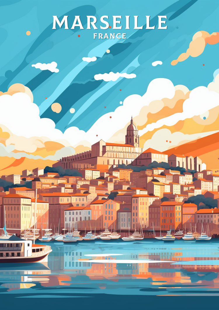 Europe MARSEILLE TRAVEL PRINT - FRANCE ARTWORK