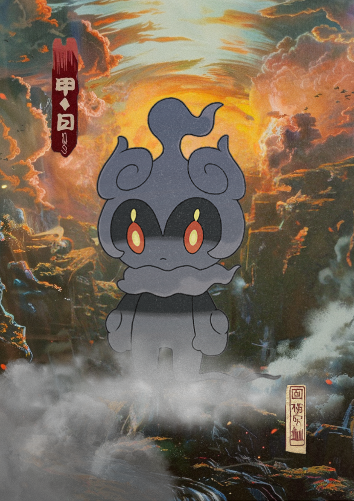 Marshadow Poster: Japanese Style Legendary Pokemon Inspired Anime Artwork, Pokemon TCG Marshadow