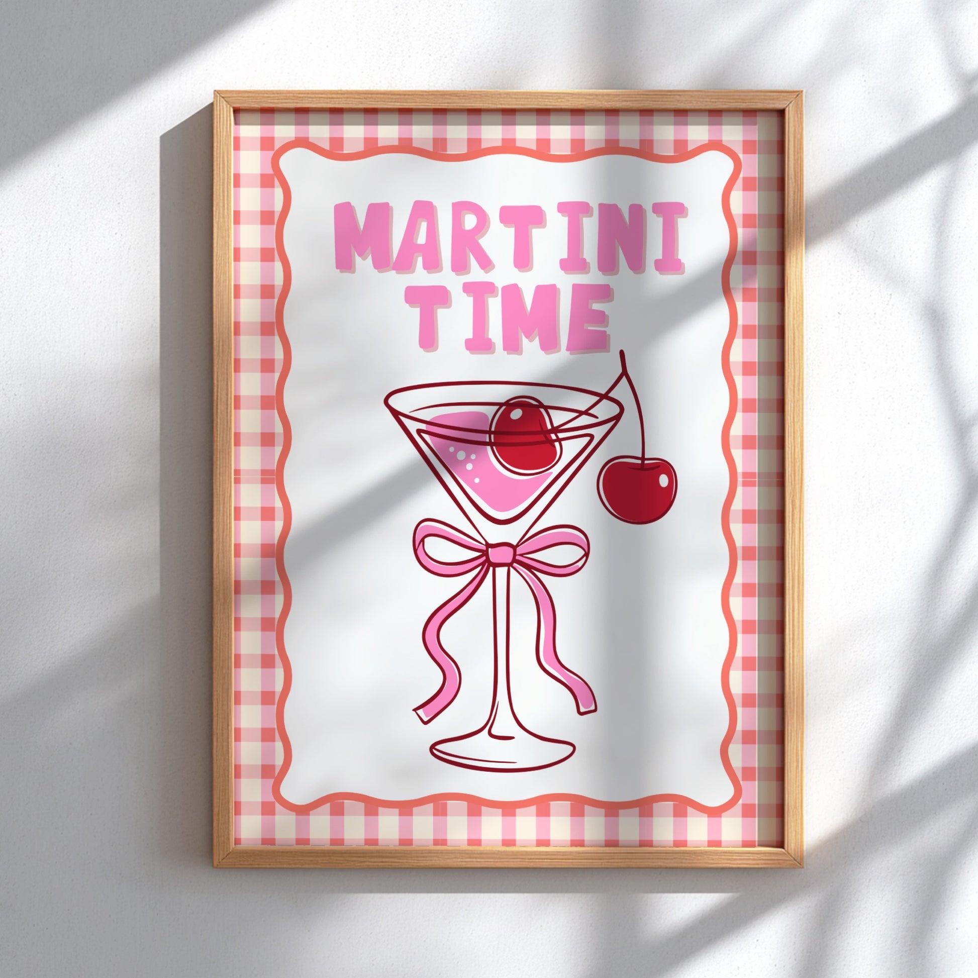 Martini Time Pink Poster - Glamorous Cocktail Wall Art Print