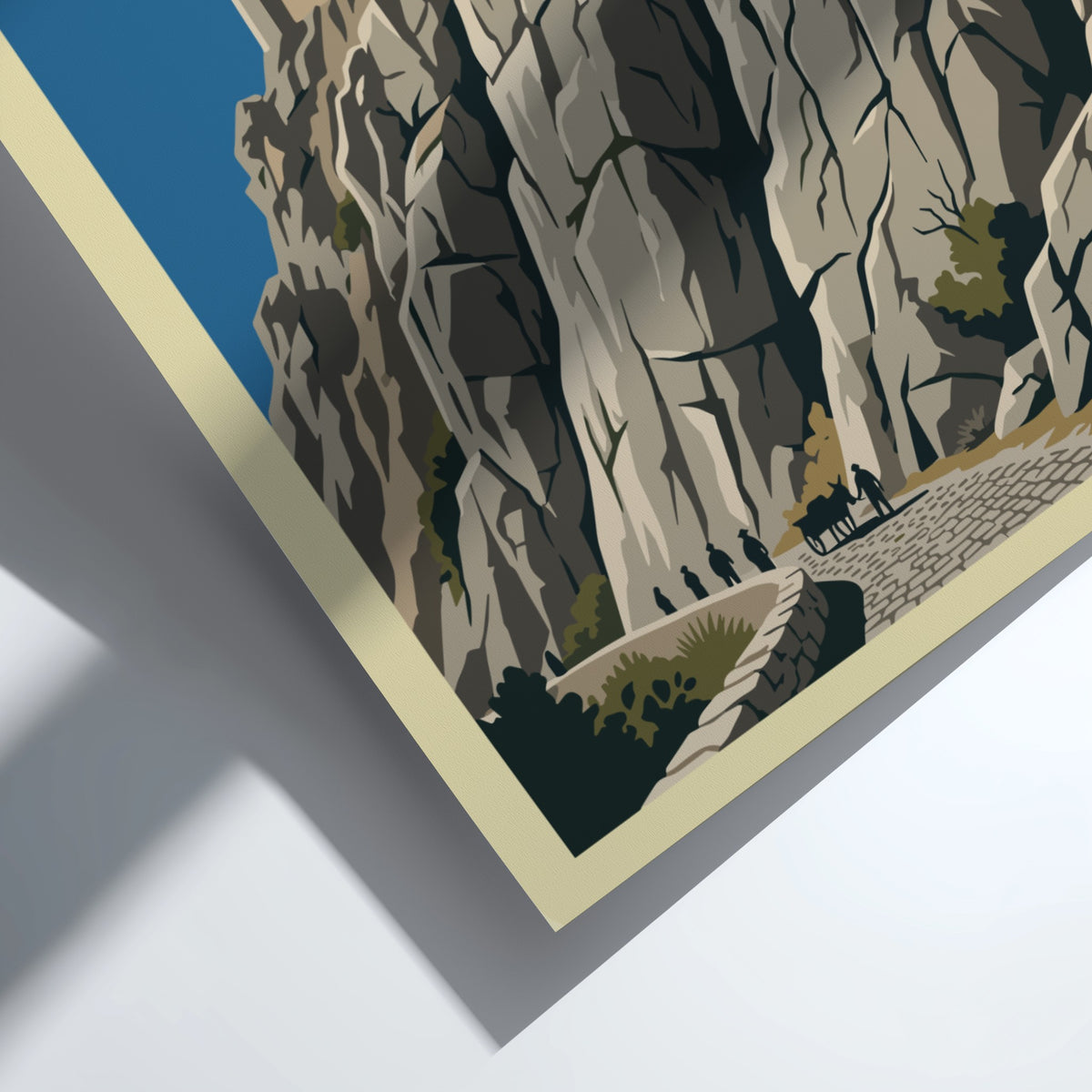 Poster featuring a vintage illustration of the stone Marvão castle on a cliff.
