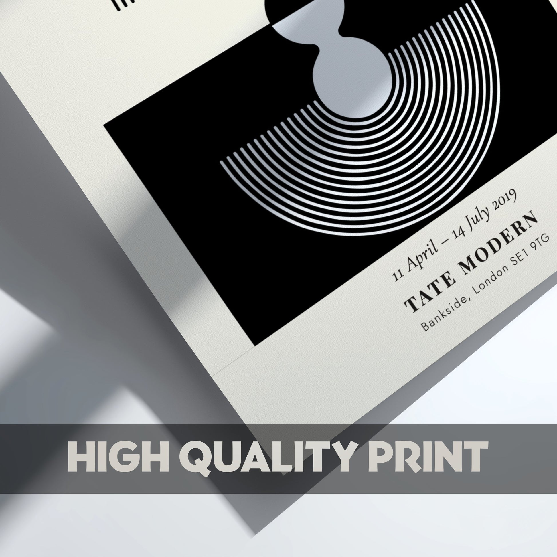 Bauhaus poster showcasing geometric shapes in black and white, modern graphic design for wall decor
