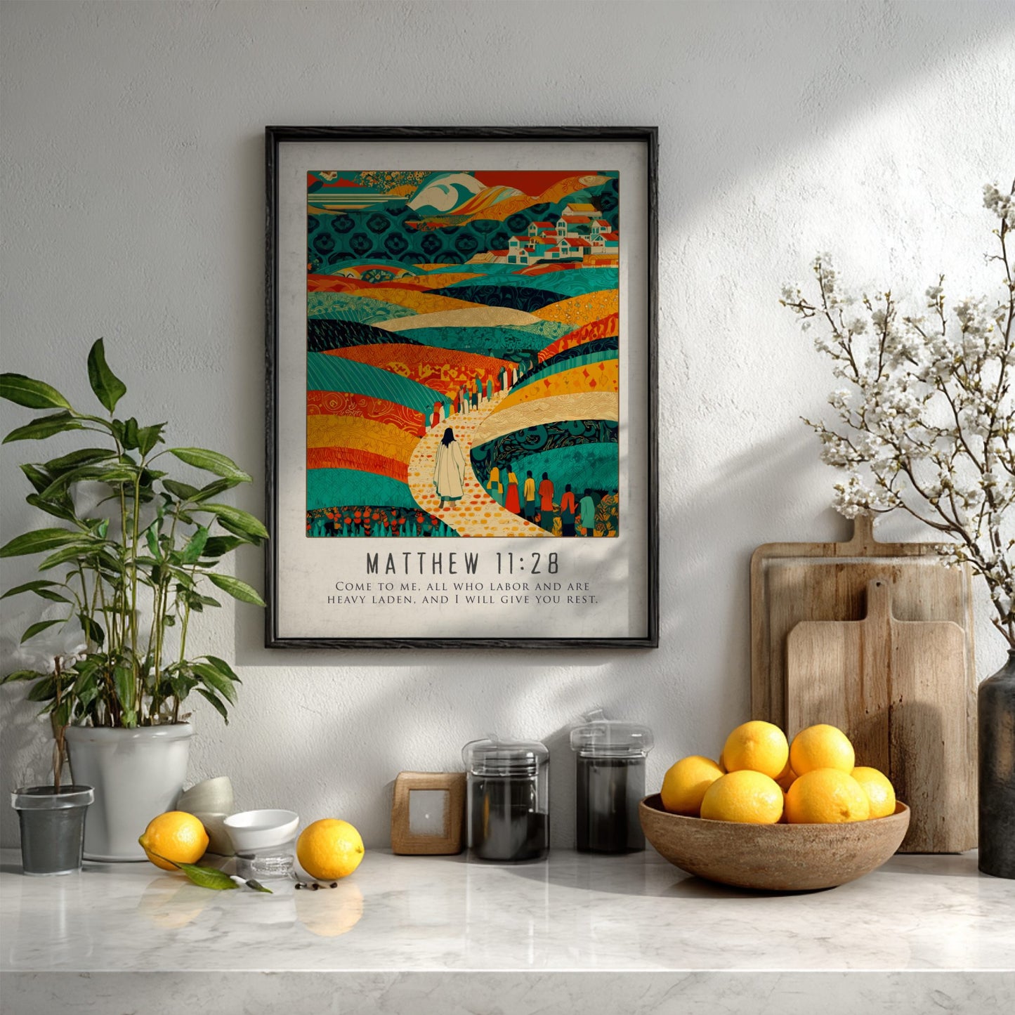Matthew 11:28 Bible Verse Poster - Christian Wall Art