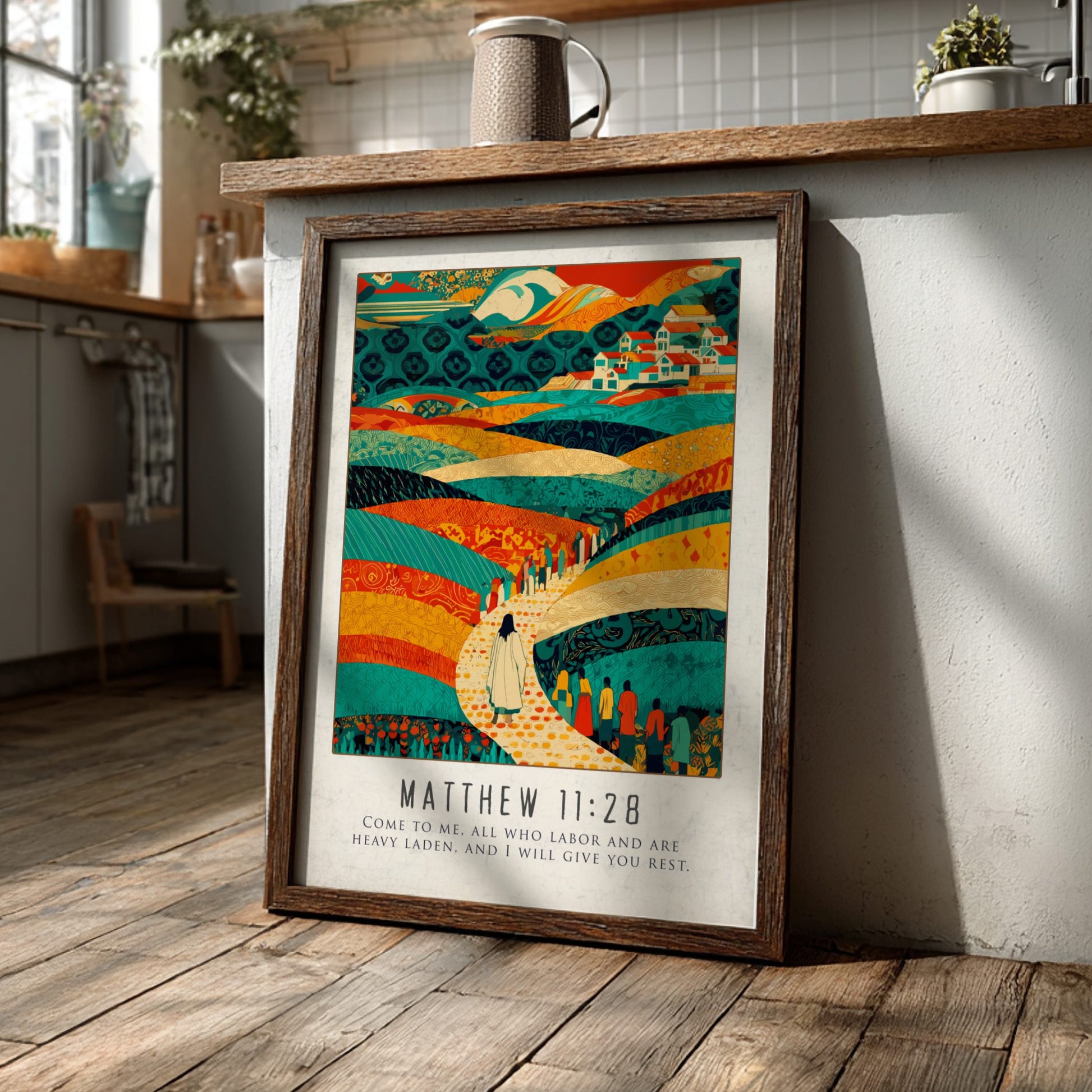 Matthew 11:28 Bible Verse Poster - Christian Wall Art
