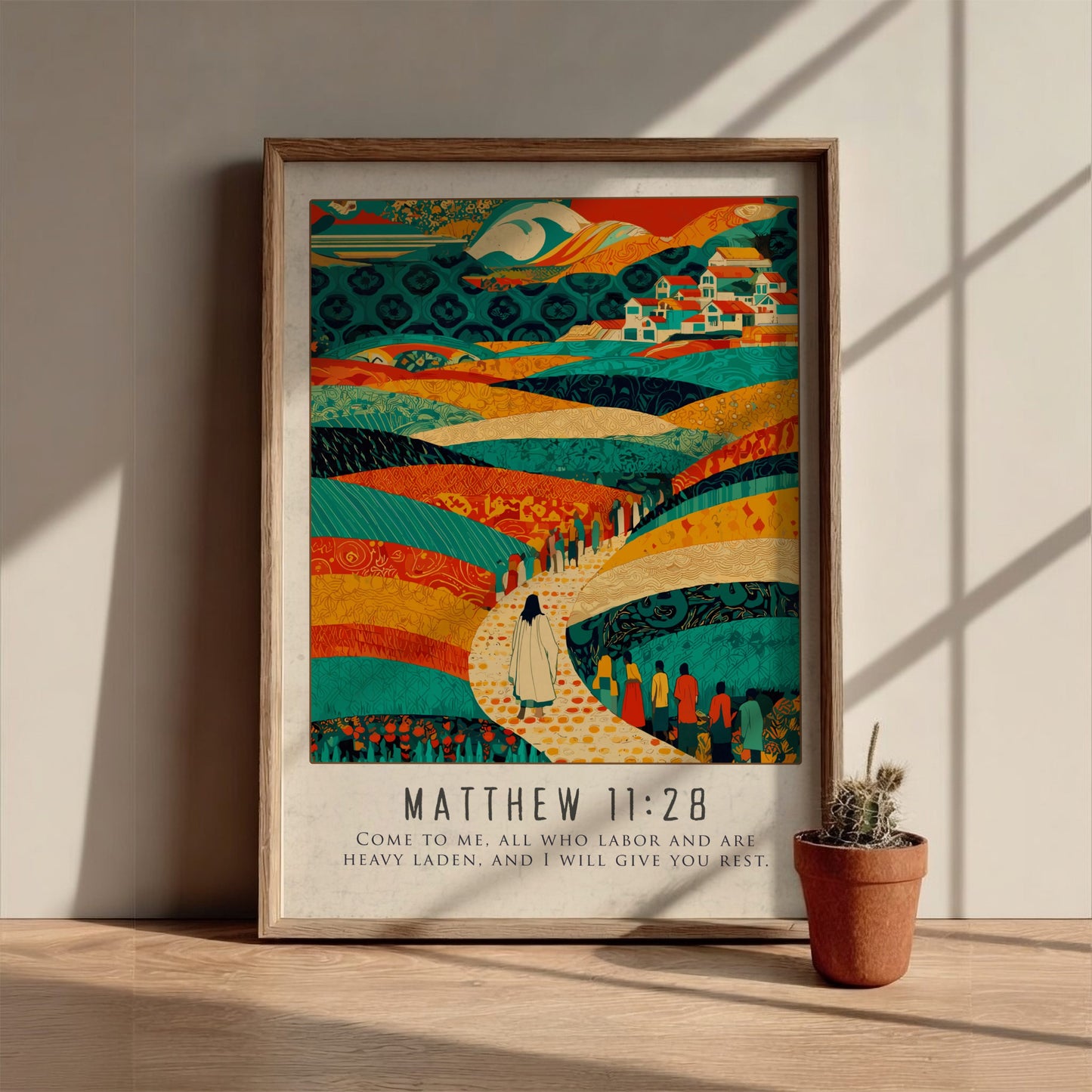 Matthew 11:28 Bible Verse Poster - Christian Wall Art
