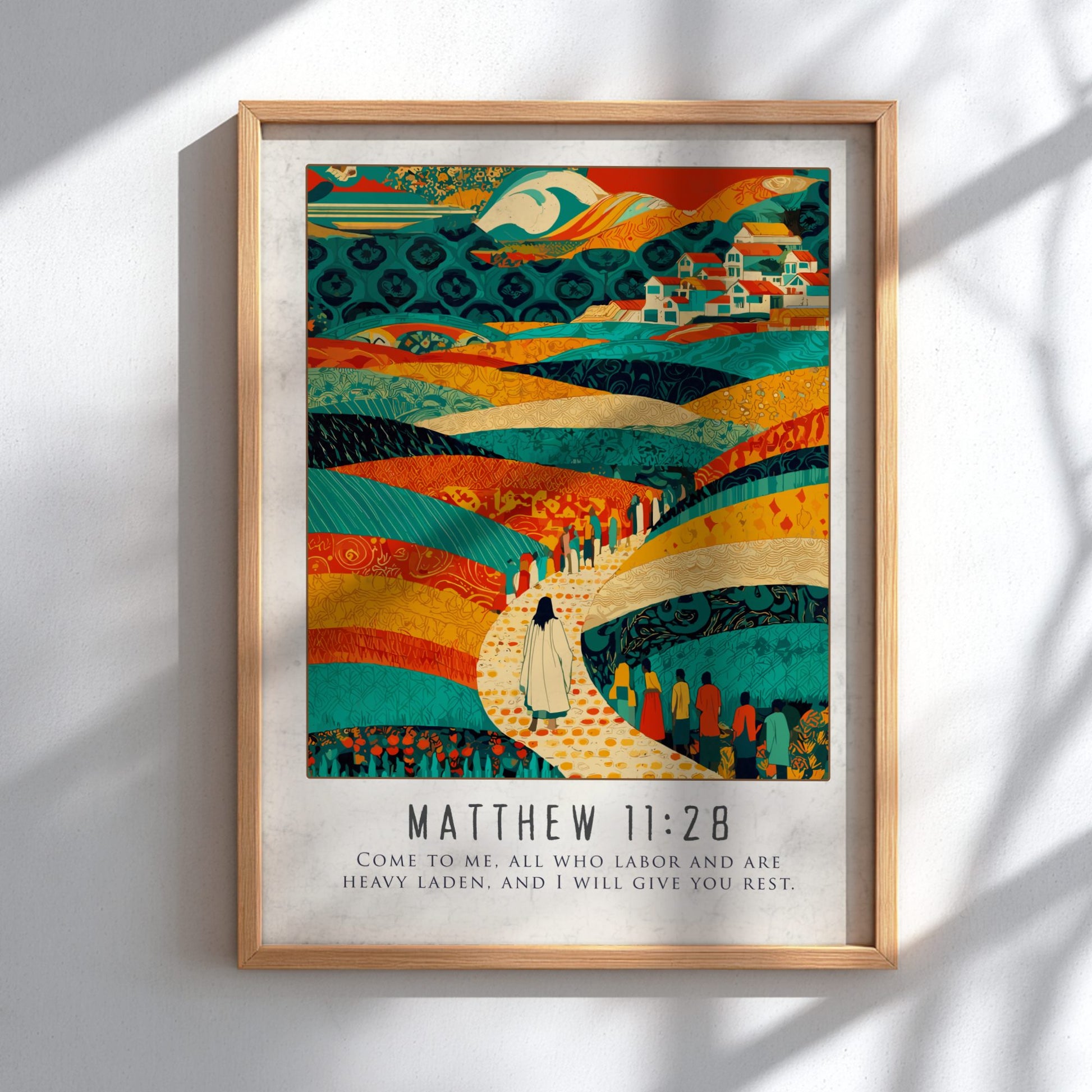 Matthew 11:28 Bible Verse Poster - Christian Wall Art