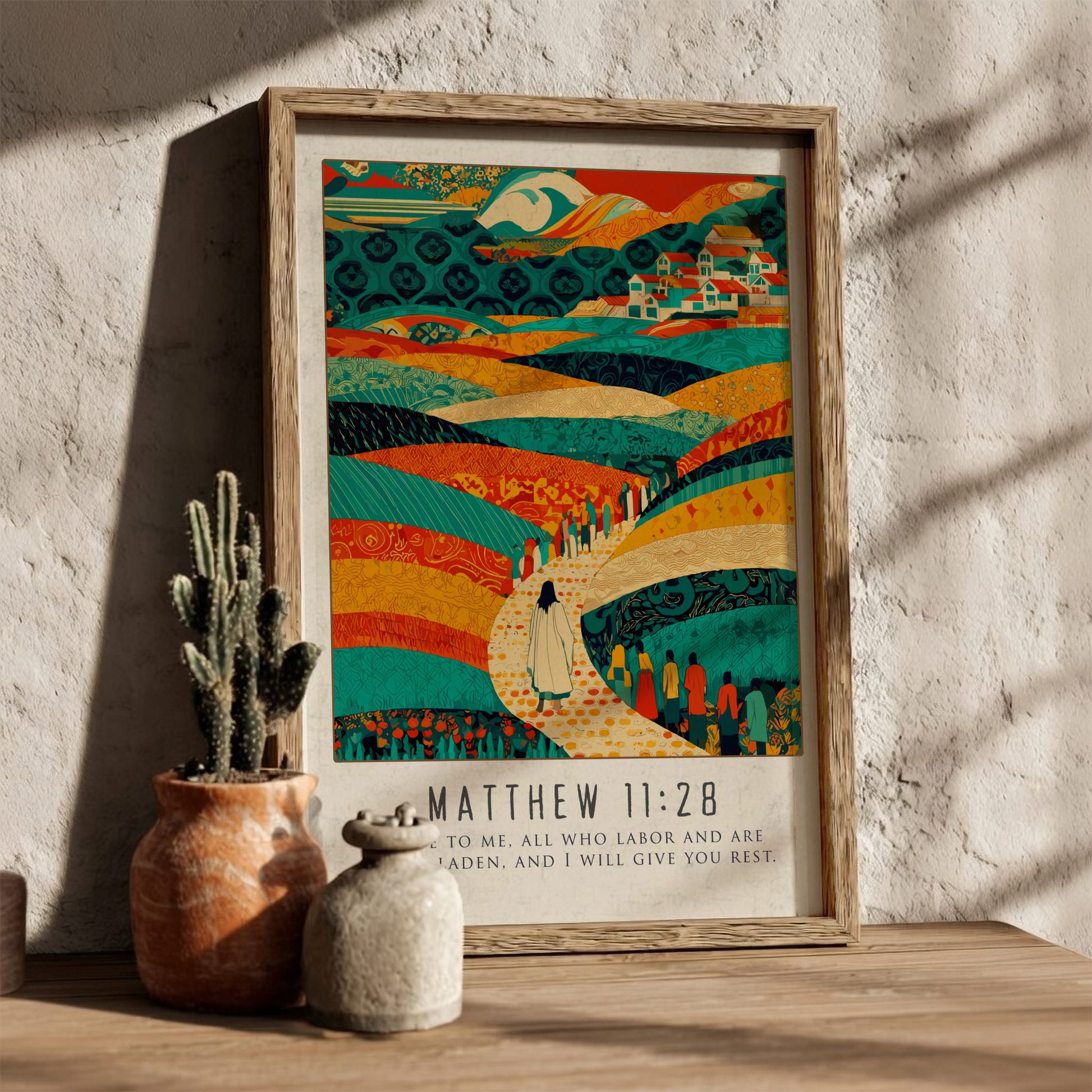 Matthew 11:28 Bible Verse Poster - Christian Wall Art