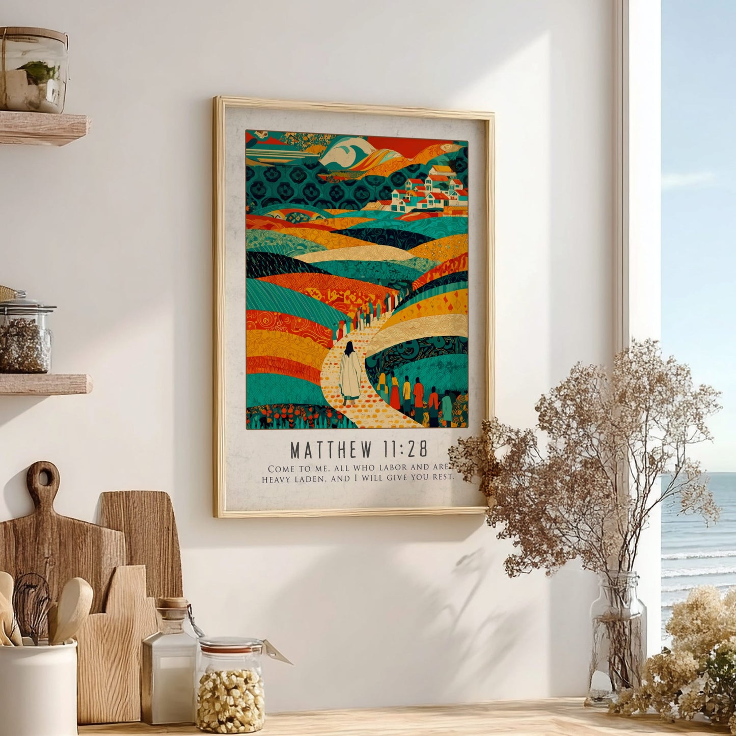 Matthew 11:28 Bible Verse Poster - Christian Wall Art