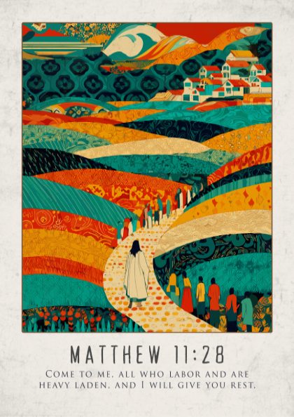 Matthew 11:28 Bible Verse Poster - Christian Wall Art