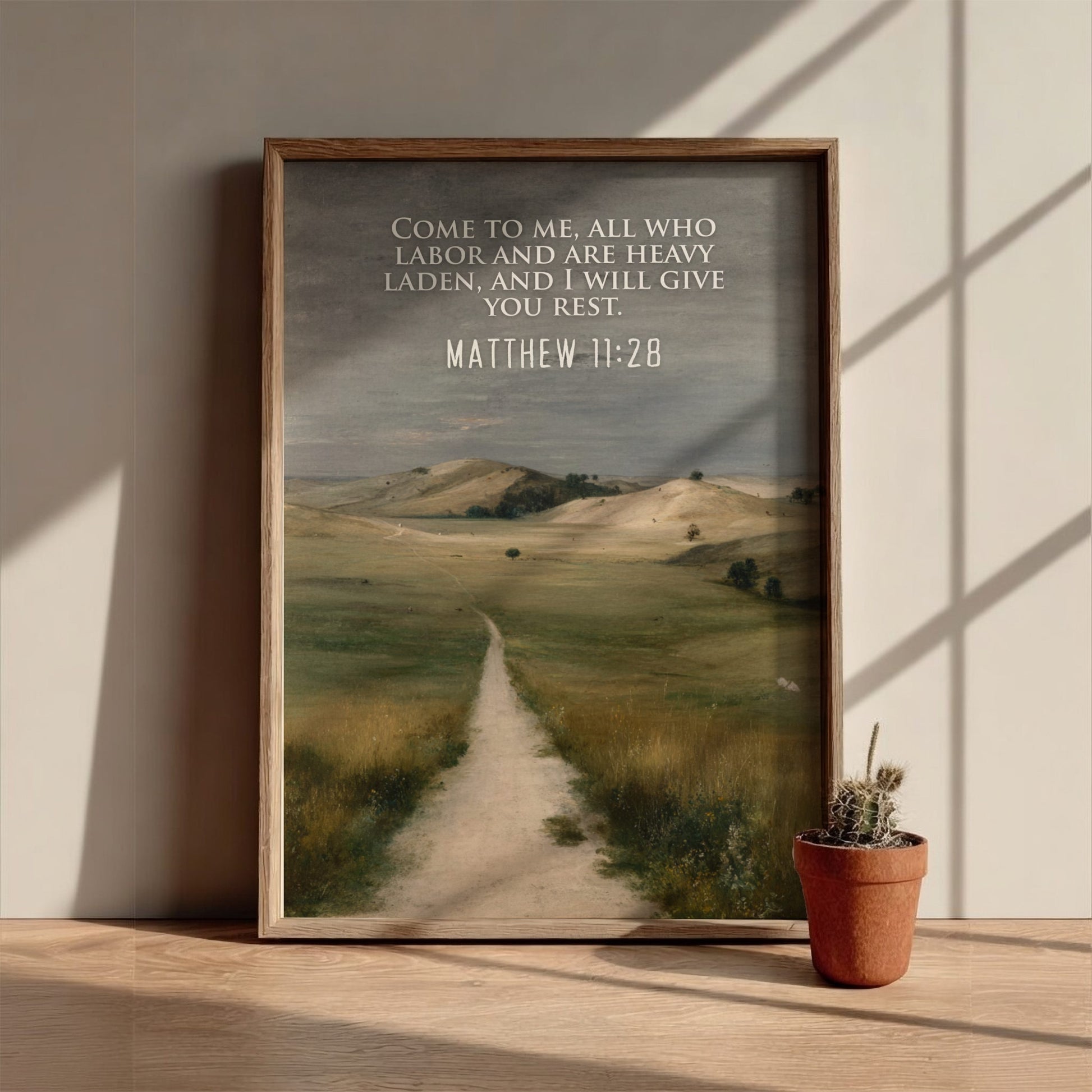 Matthew 11:28 Scripture Print - "I Will Give You Rest" Wall Art