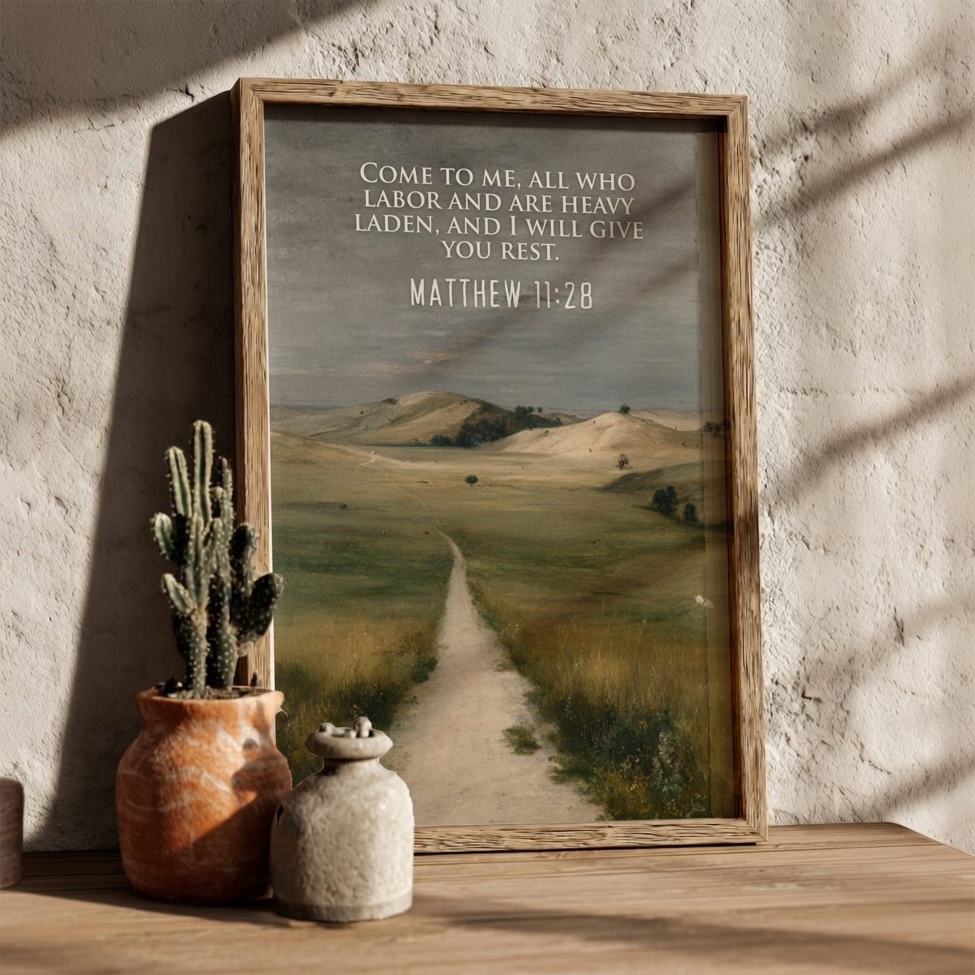 Matthew 11:28 Scripture Print - "I Will Give You Rest" Wall Art