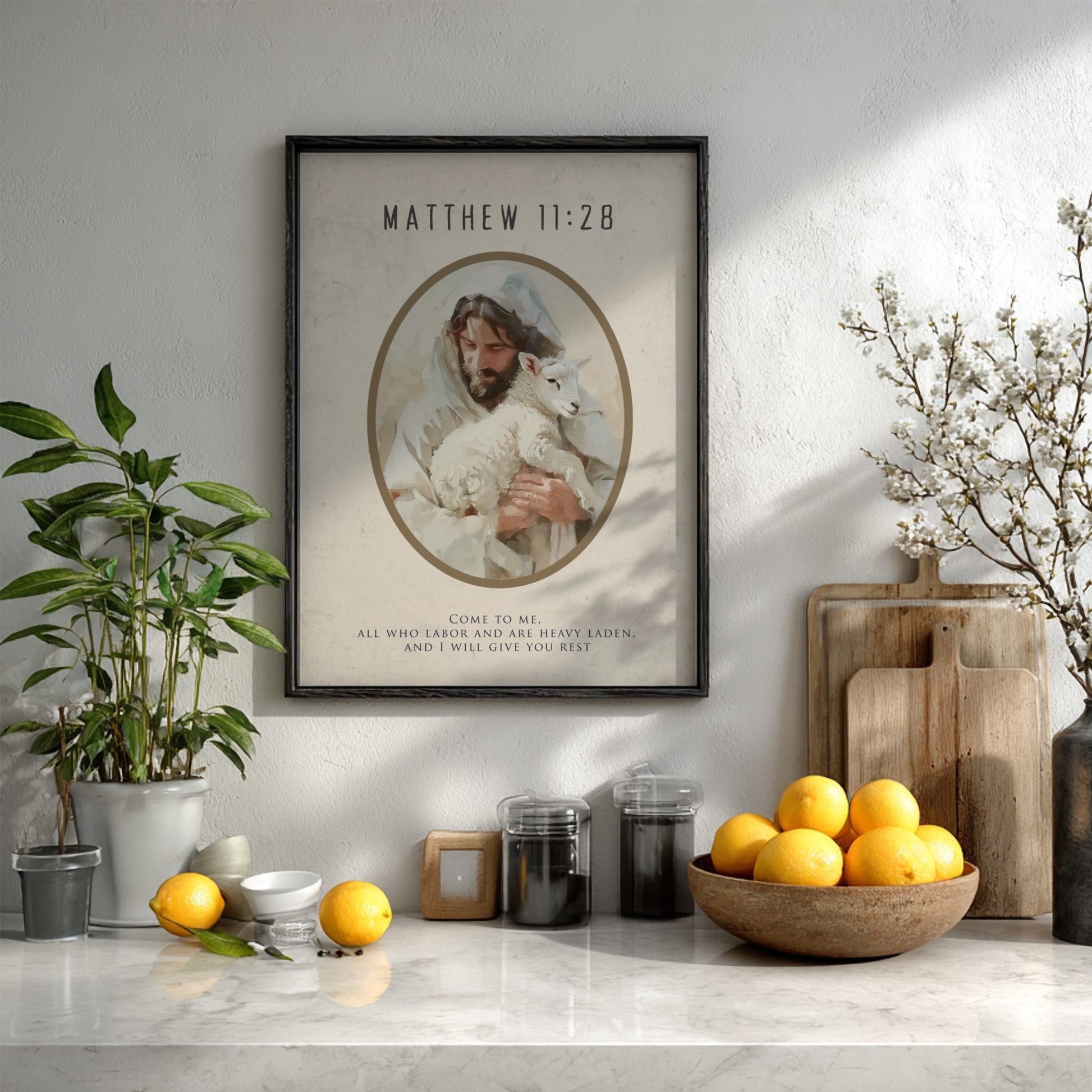Matthew 11:28 Scripture Print - "I Will Give You Rest" Wall Art