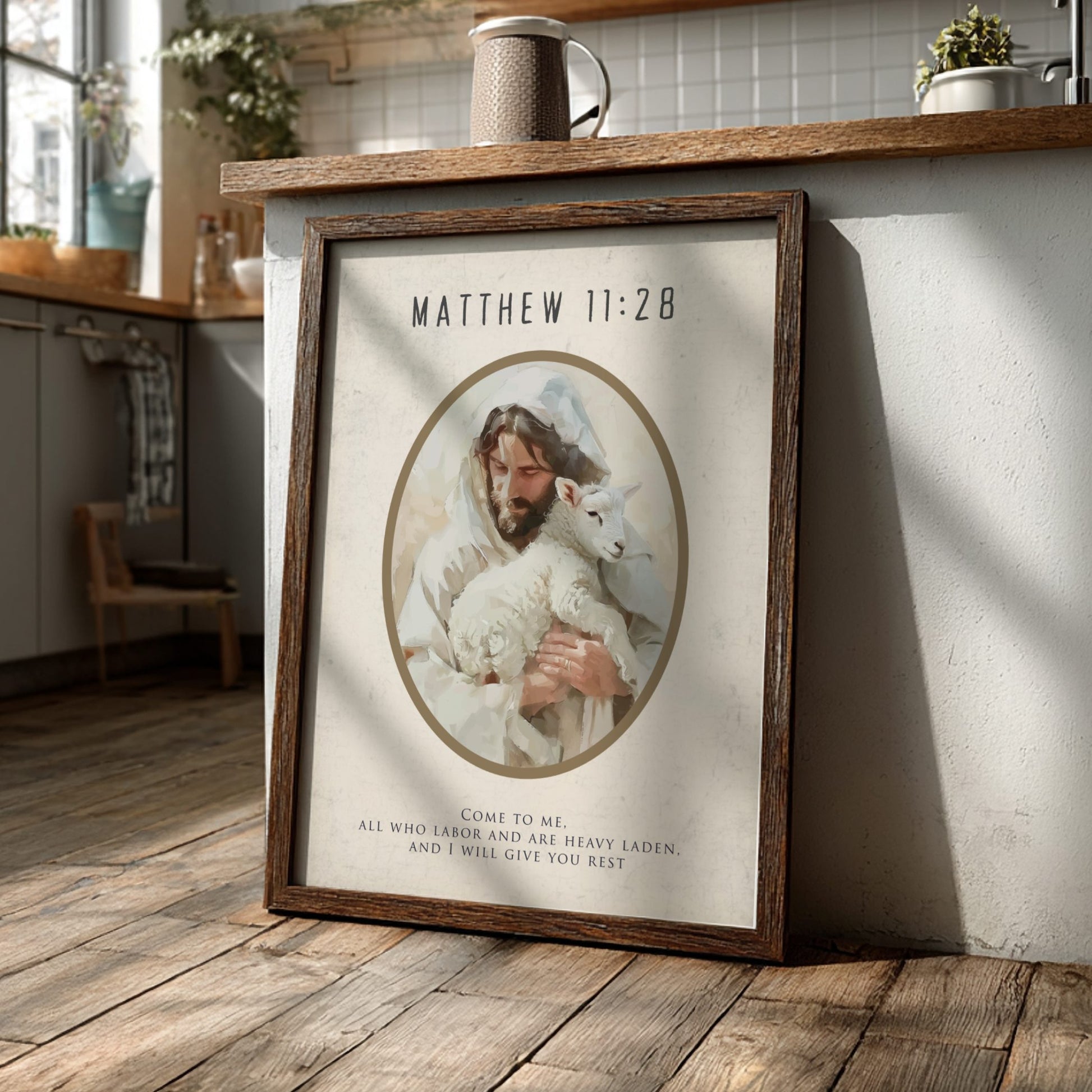 Matthew 11:28 Scripture Print - "I Will Give You Rest" Wall Art