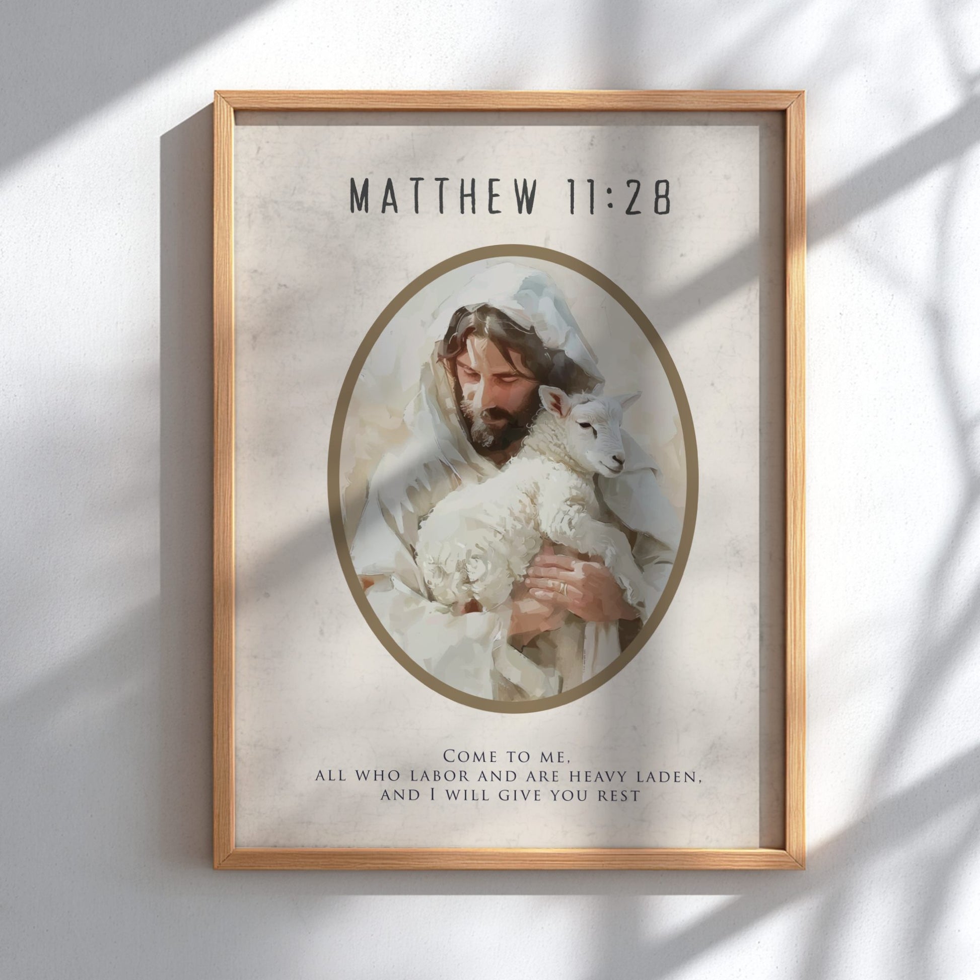 Matthew 11:28 Scripture Print - "I Will Give You Rest" Wall Art
