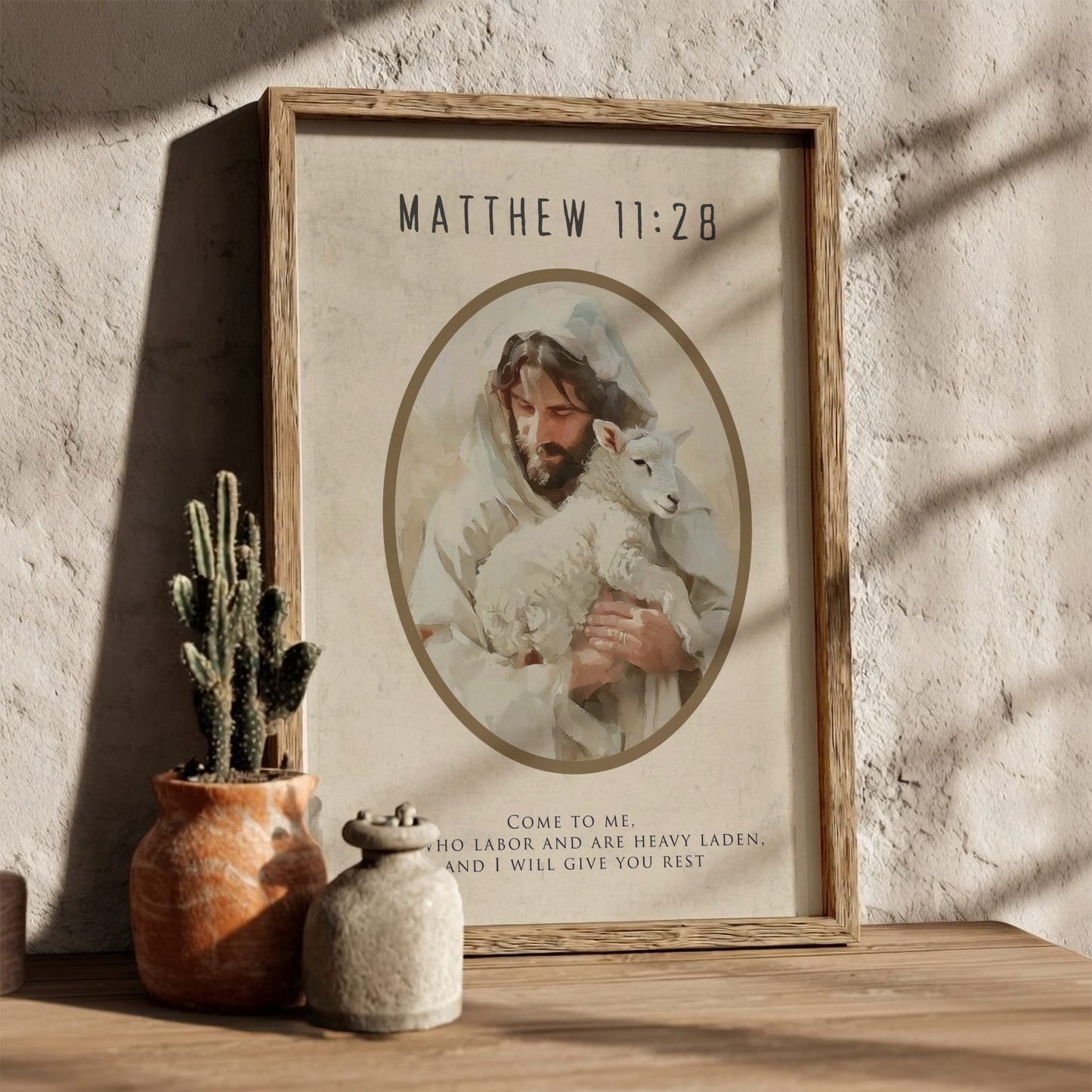 Matthew 11:28 Scripture Print - "I Will Give You Rest" Wall Art