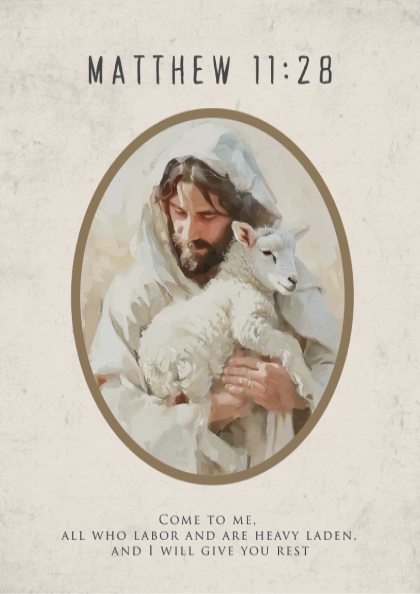 Matthew 11:28 Scripture Print - "I Will Give You Rest" Wall Art