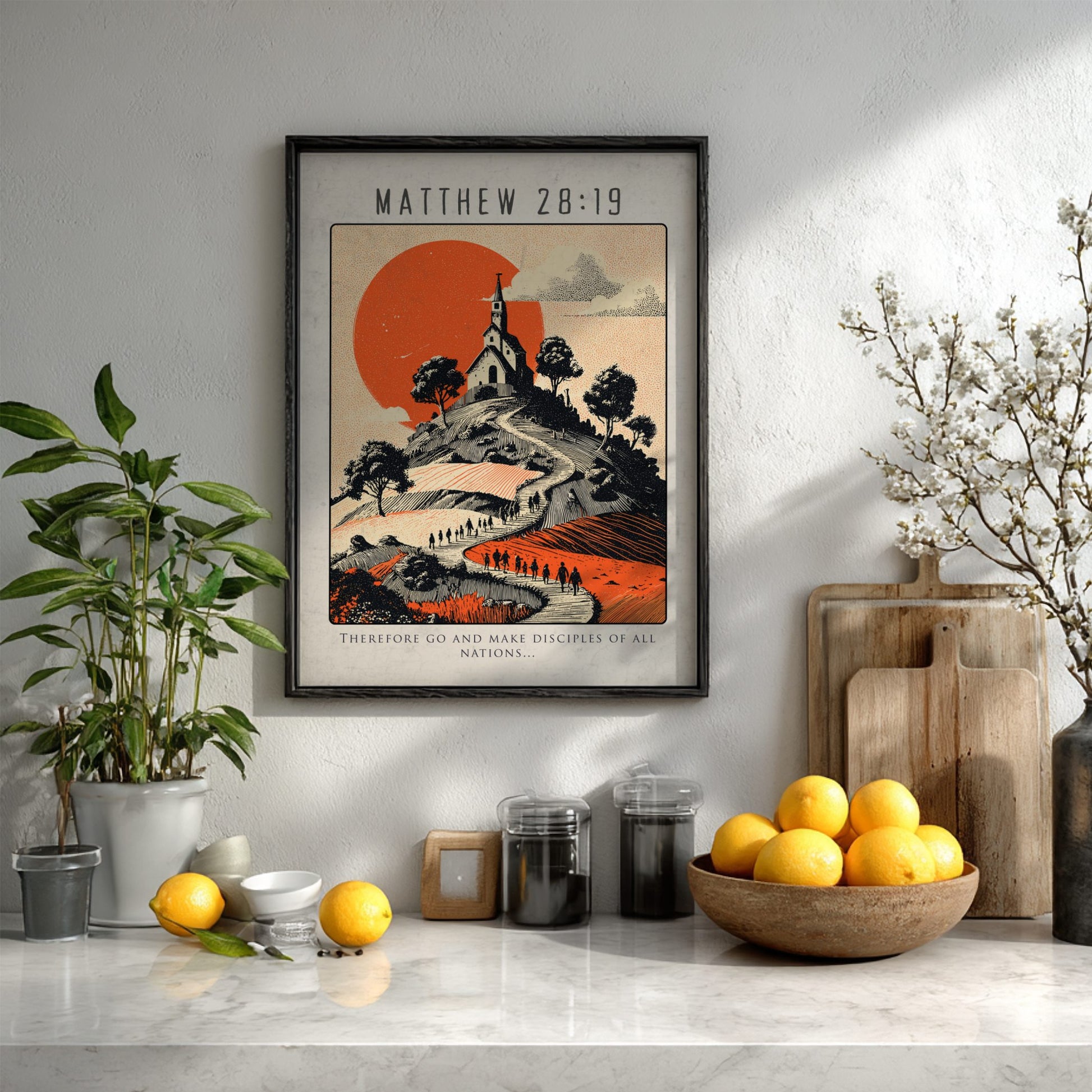 Matthew 28:19 Bible Verse Poster - Christian Wall Art