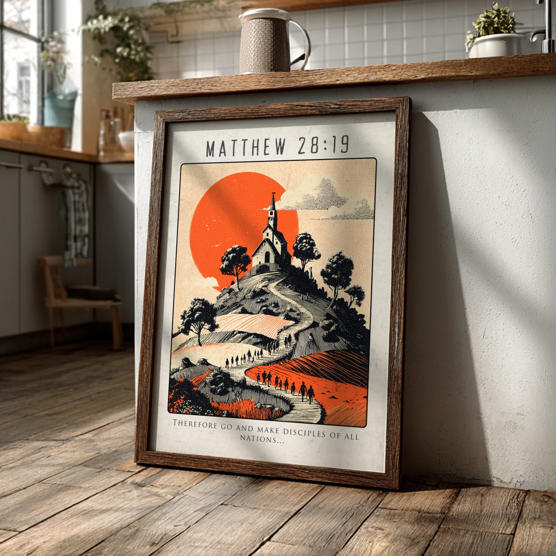 Matthew 28:19 Bible Verse Poster - Christian Wall Art