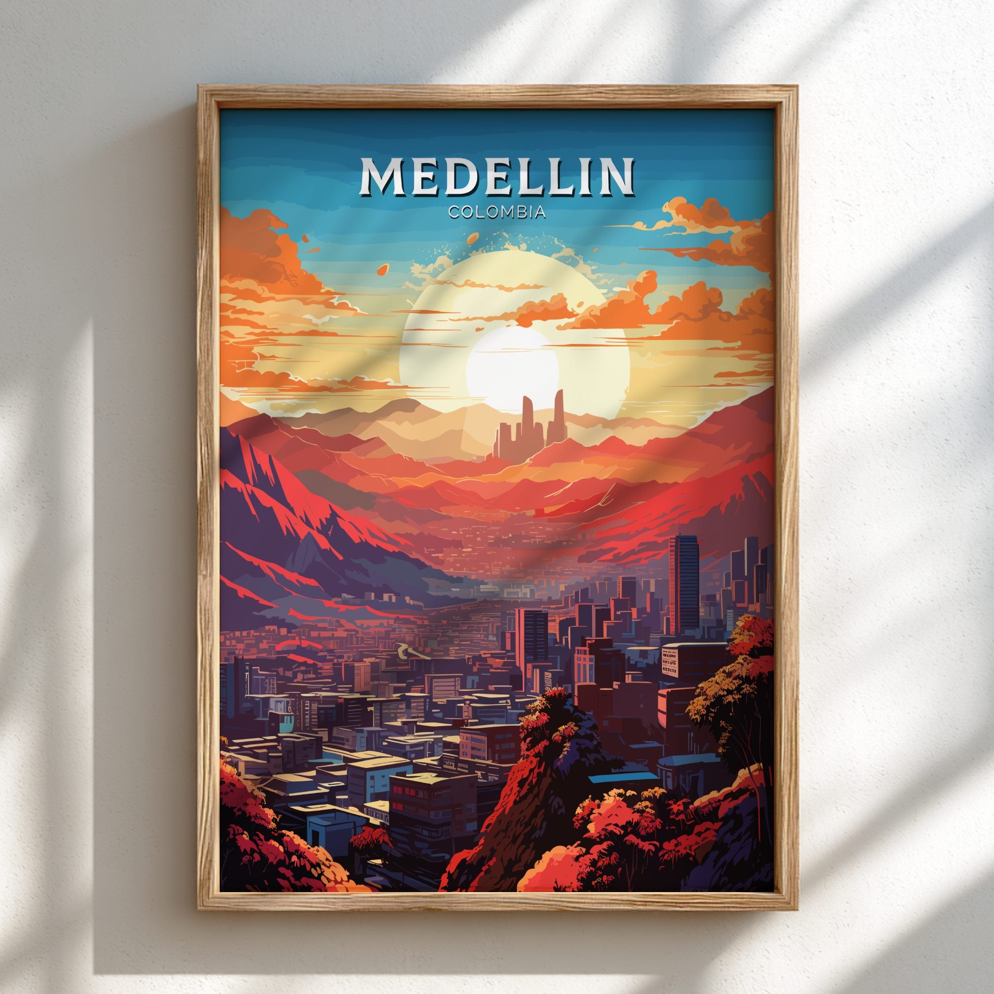 South America MEDELLIN TRAVEL POSTER - RETRO COLOMBIA ART
