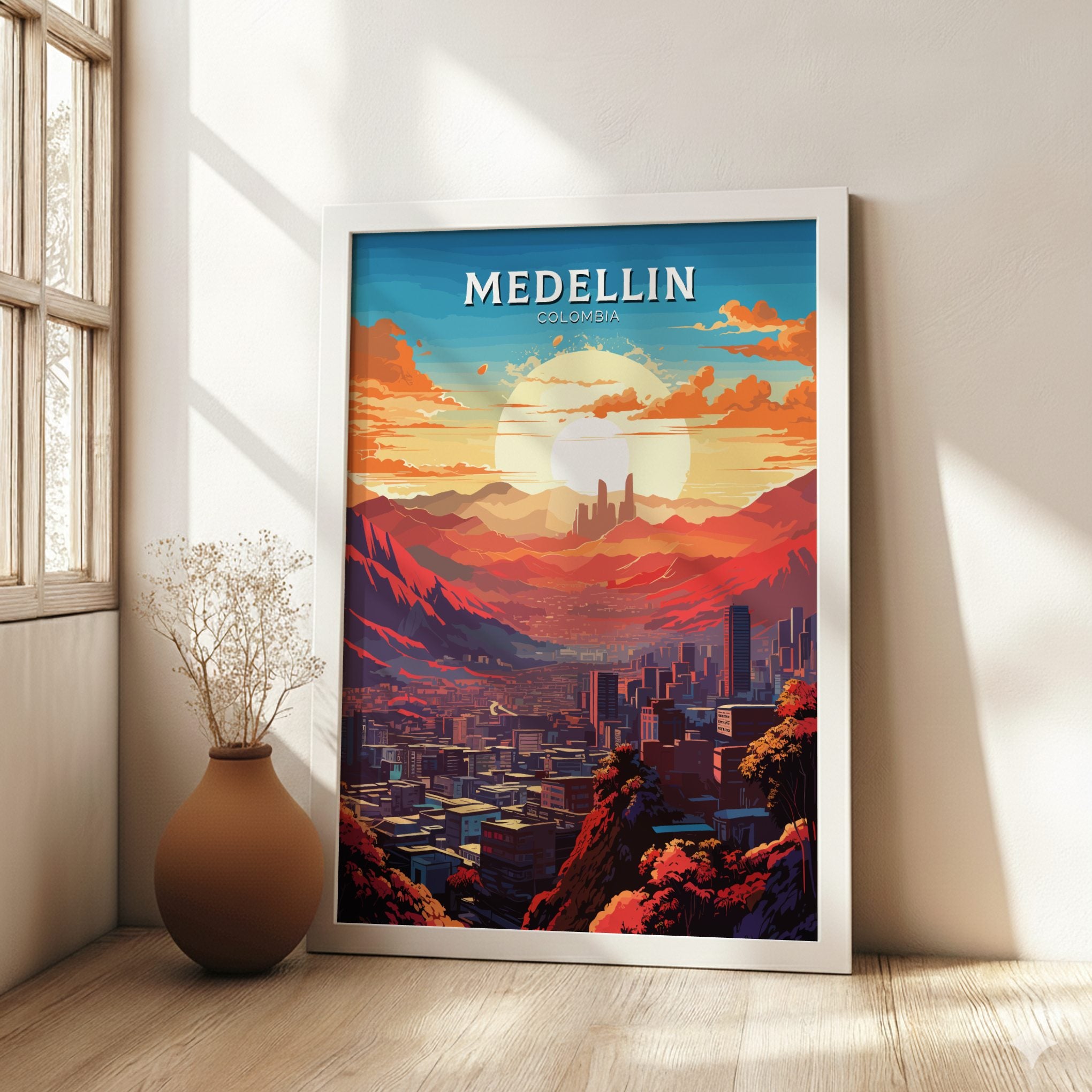 South America MEDELLIN TRAVEL POSTER - RETRO COLOMBIA ART