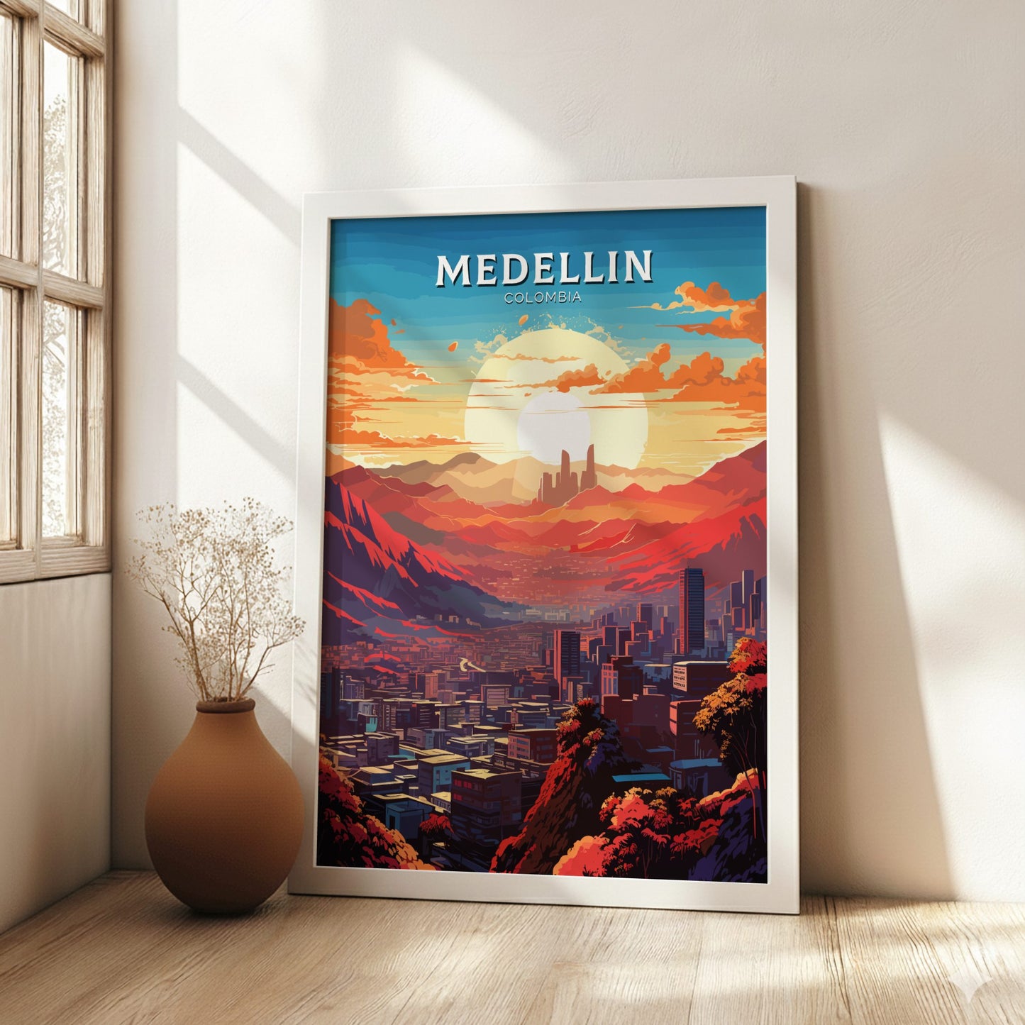 Medellin Travel Poster - White frame