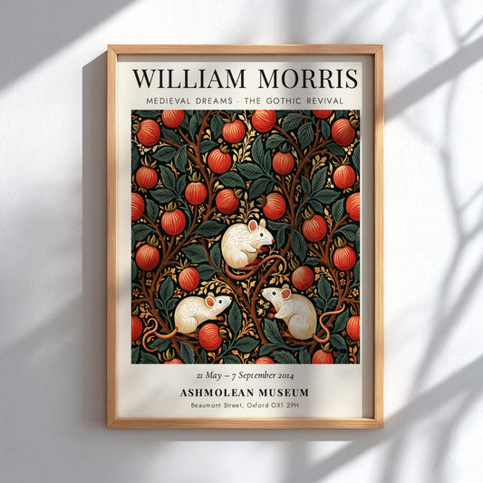 William Morris poster featuring Medieval Dreams design with vibrant colors and intricate patterns