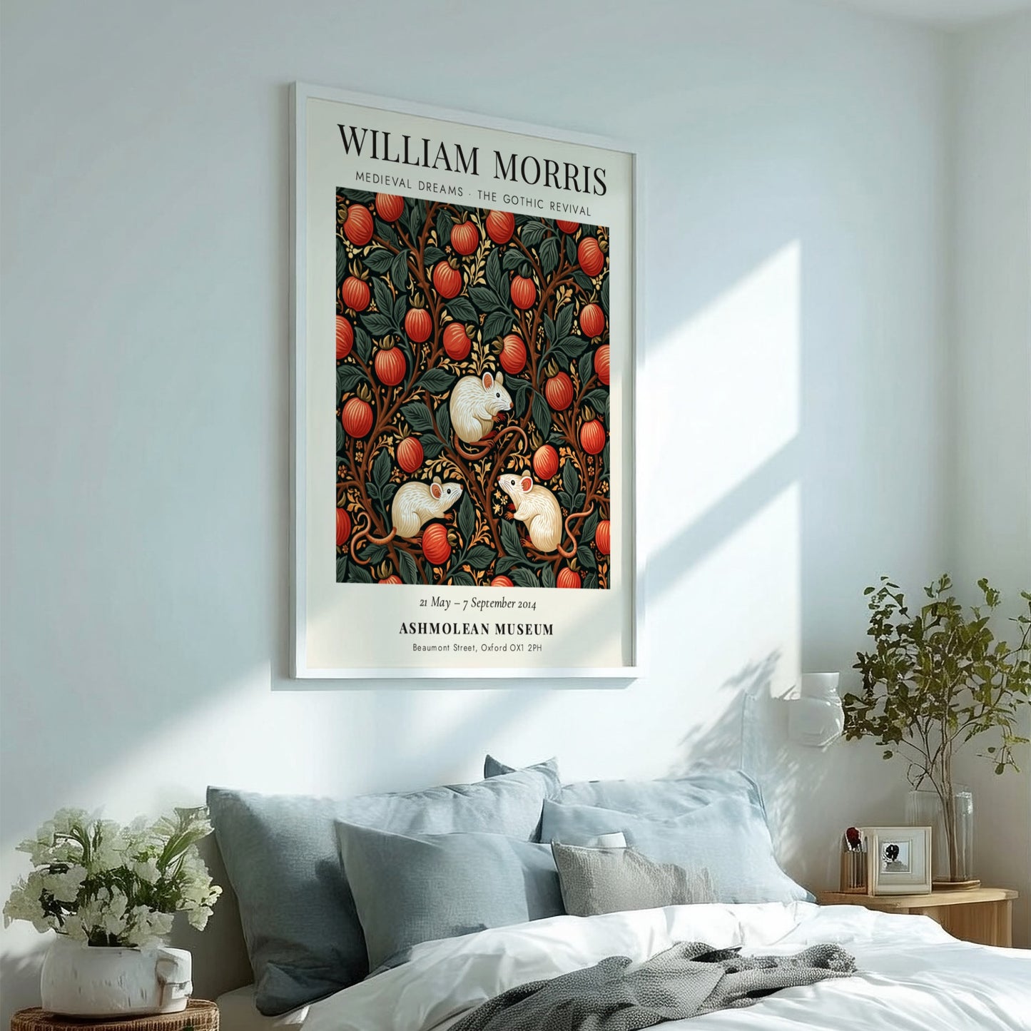 William Morris poster featuring Medieval Dreams design with vibrant colors and intricate patterns