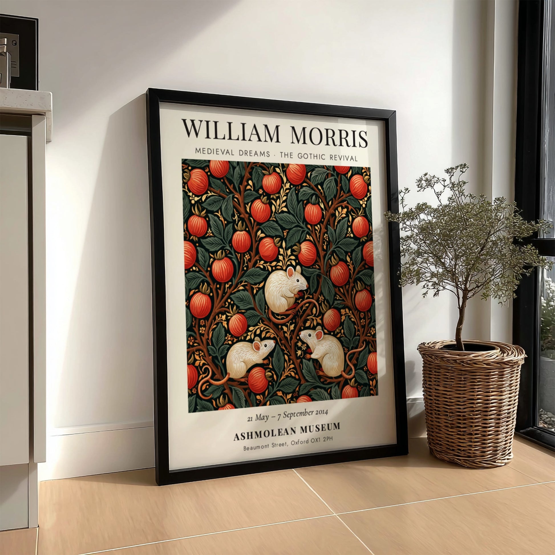 William Morris poster featuring Medieval Dreams design with vibrant colors and intricate patterns