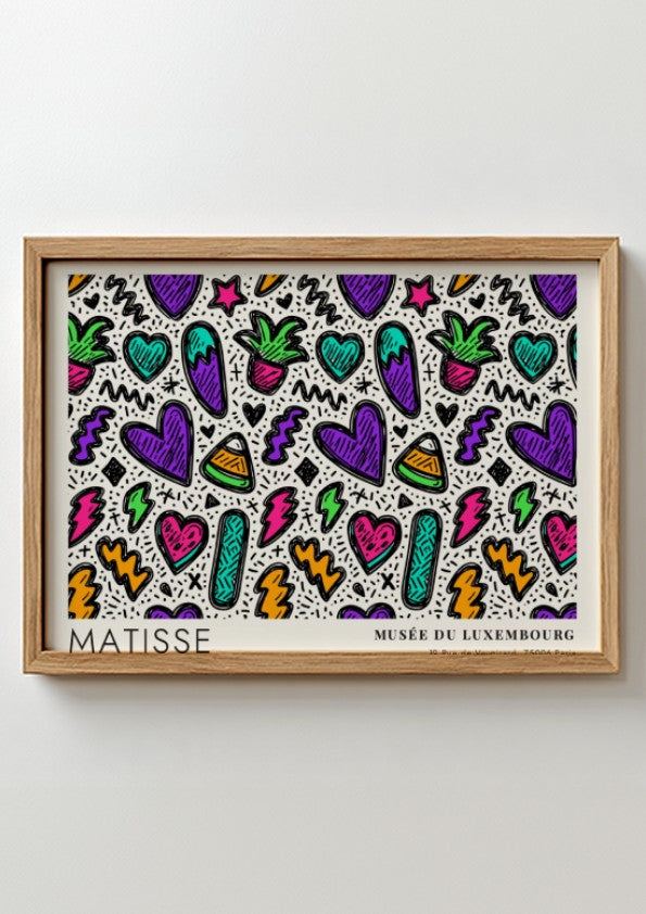 Henri Matisse poster featuring vibrant Mediterranean colors and playful patterns