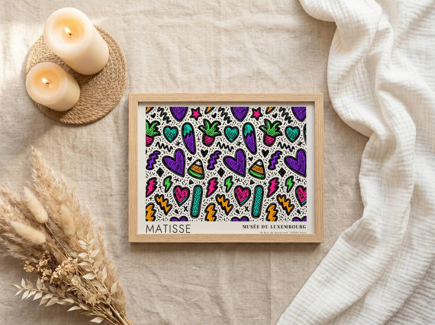 Henri Matisse poster featuring vibrant Mediterranean colors and playful patterns