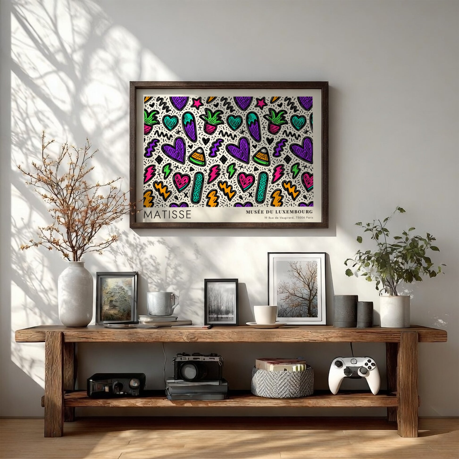 Henri Matisse poster featuring vibrant Mediterranean colors and playful patterns