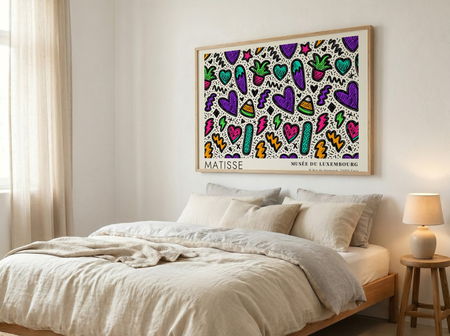 Henri Matisse poster featuring vibrant Mediterranean colors and playful patterns