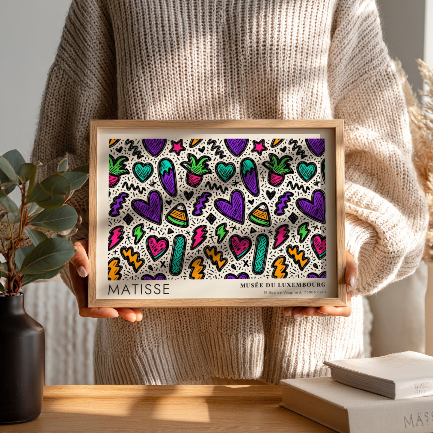 Henri Matisse poster featuring vibrant Mediterranean colors and playful patterns