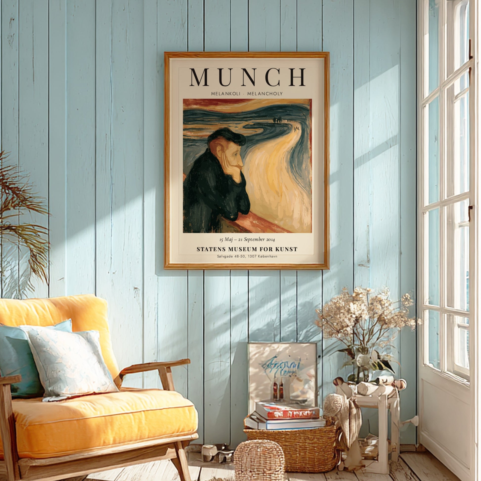 Melankoli poster by Edvard Munch featuring vibrant colors and emotional depth
