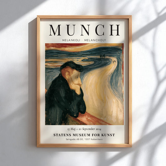 Melankoli poster by Edvard Munch featuring vibrant colors and emotional depth